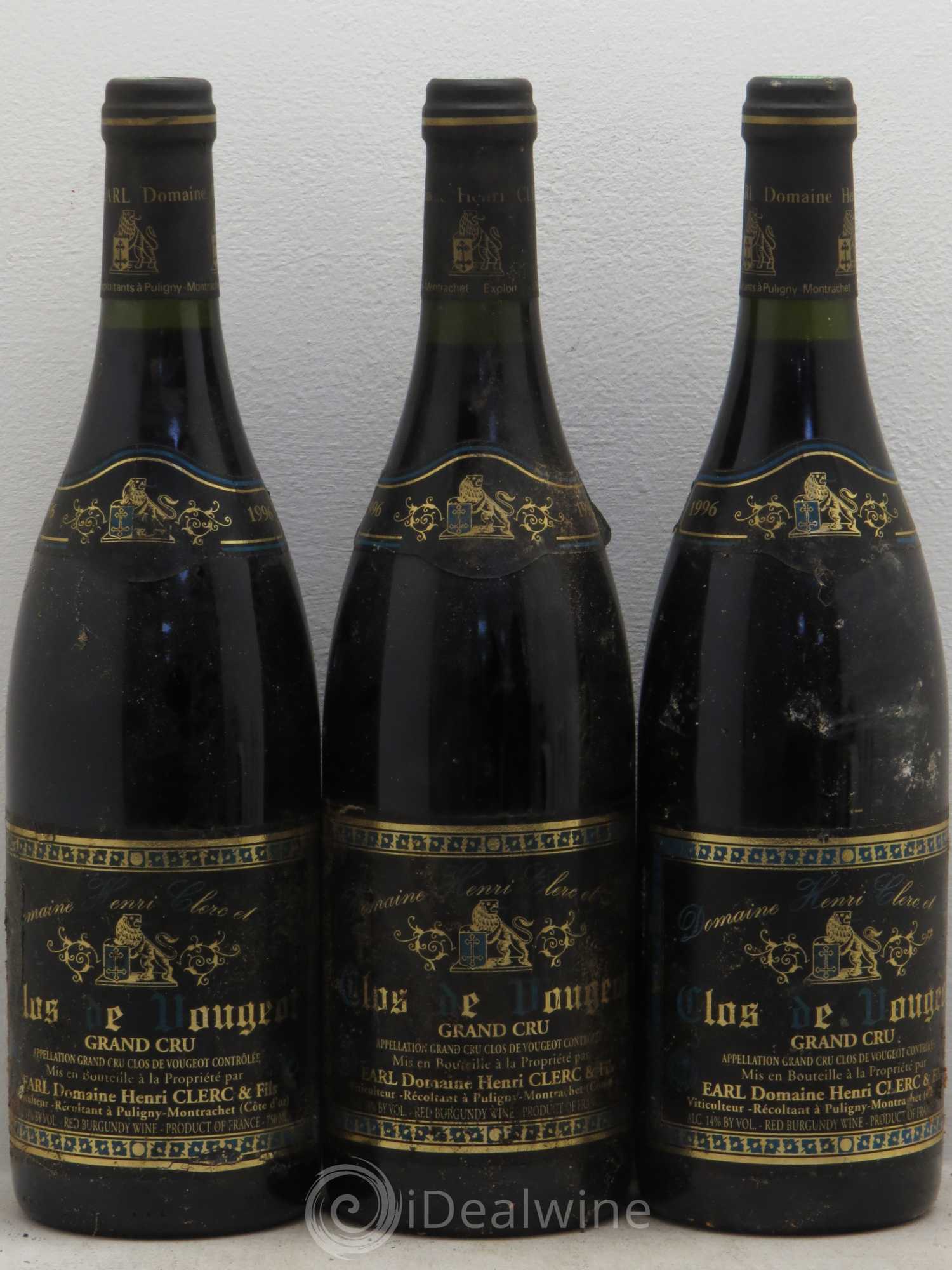 Clos de Vougeot Grand Cru 1996 - Lot de 3 bouteilles - 0