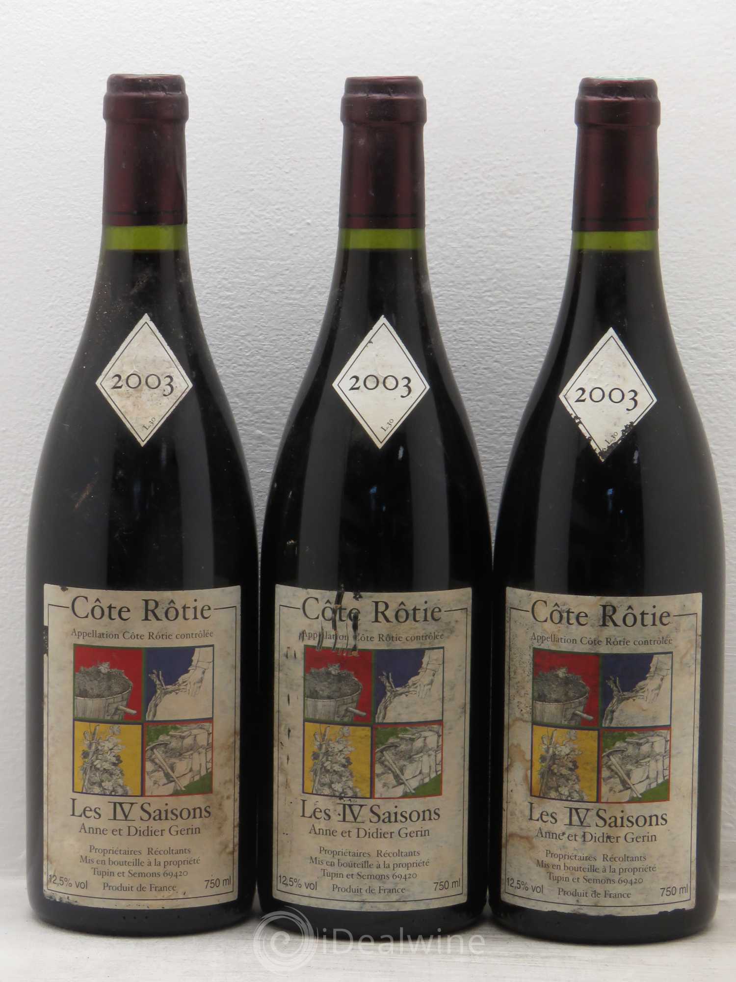 Côte-Rôtie 4 Saisons A et D Gerin 2003 - Posten von 3 Flaschen - 0