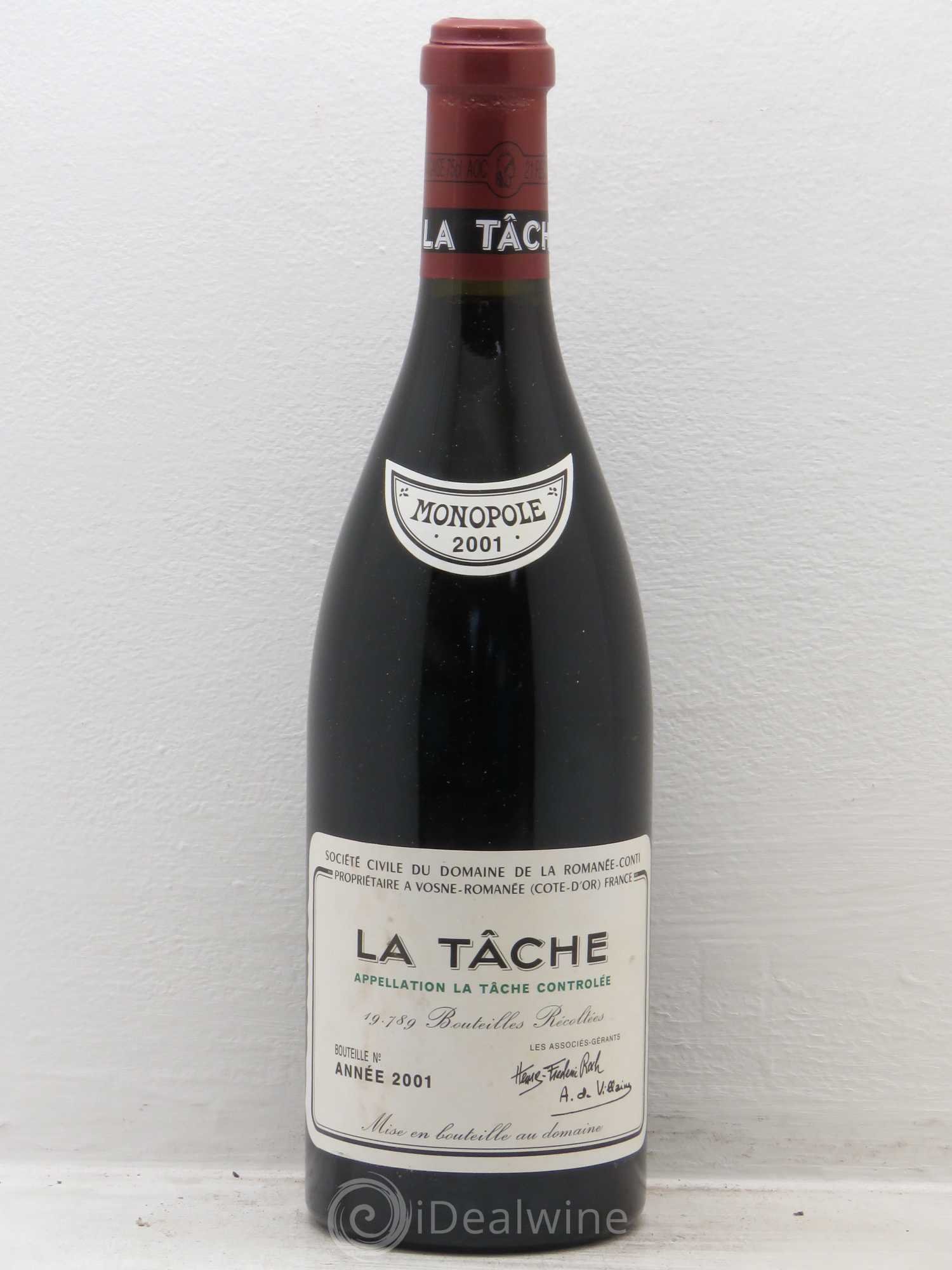 La Tâche Grand Cru Domaine de la Romanée-Conti 2001 - Lot de 1 bouteille - 0