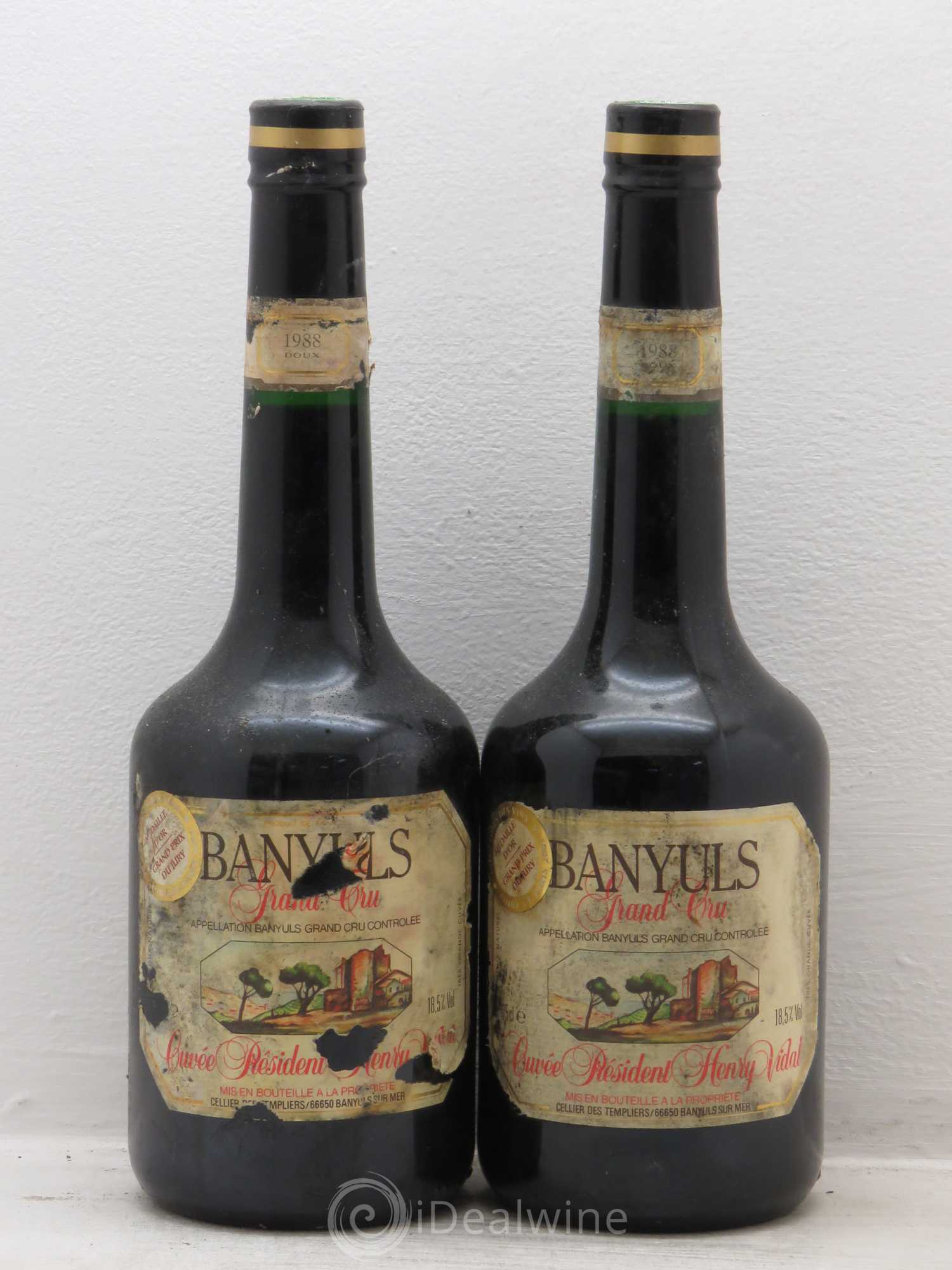 Banyuls cellier des templiers président doux 1988 - Posten von 2 Flaschen - 0