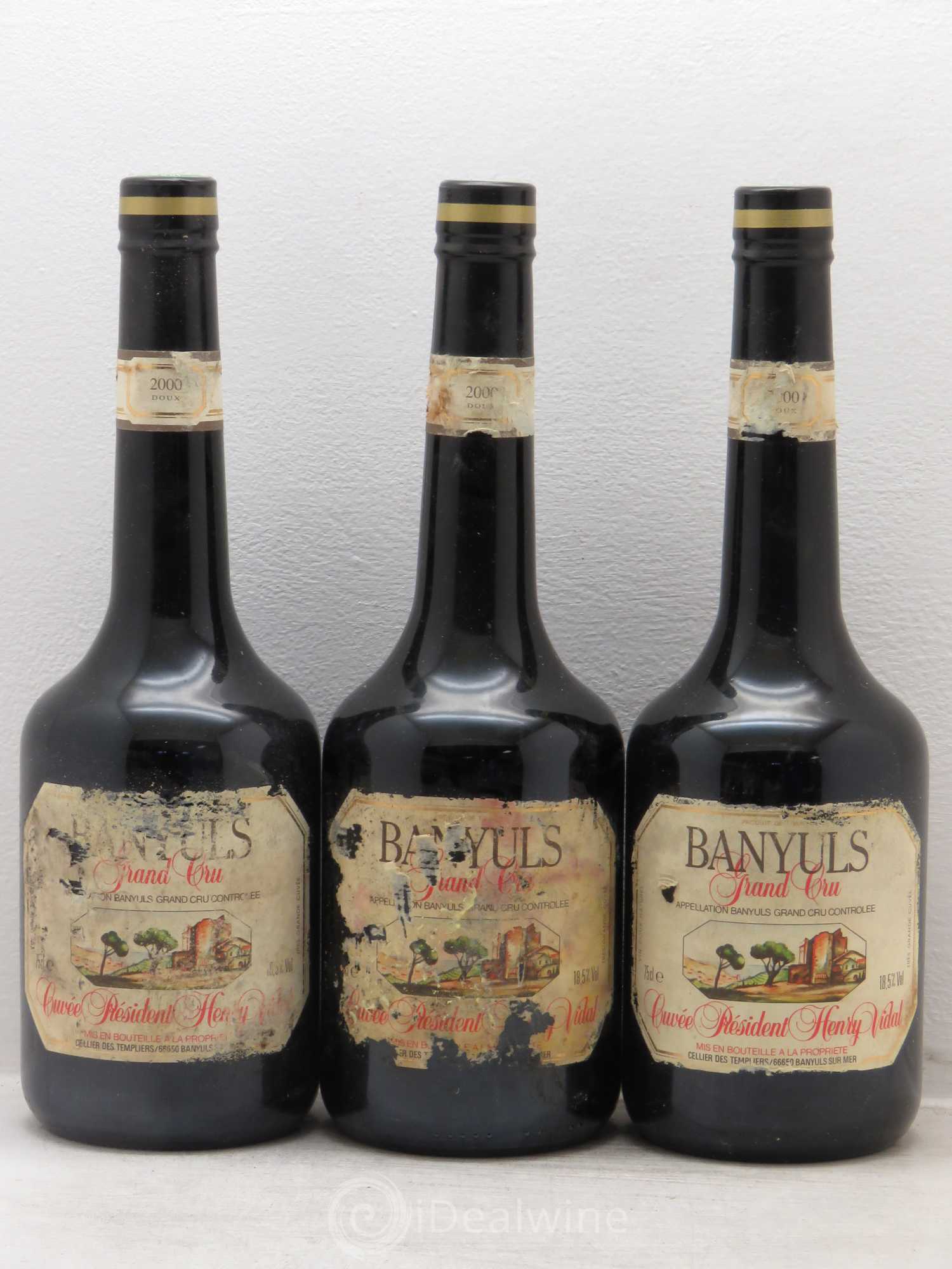 Banyuls cellier des templiers président doux 2000 - Posten von 3 Flaschen - 0