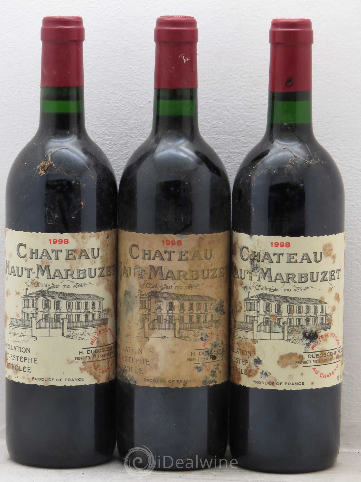 Château Haut Marbuzet 1998 - Lot de 3 bouteilles - 0