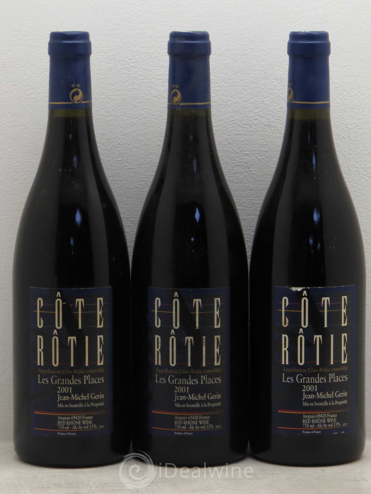 Côte-Rôtie Les Grandes Places Jean-Michel Gerin 2001 - Lot de 3 bouteilles - 0
