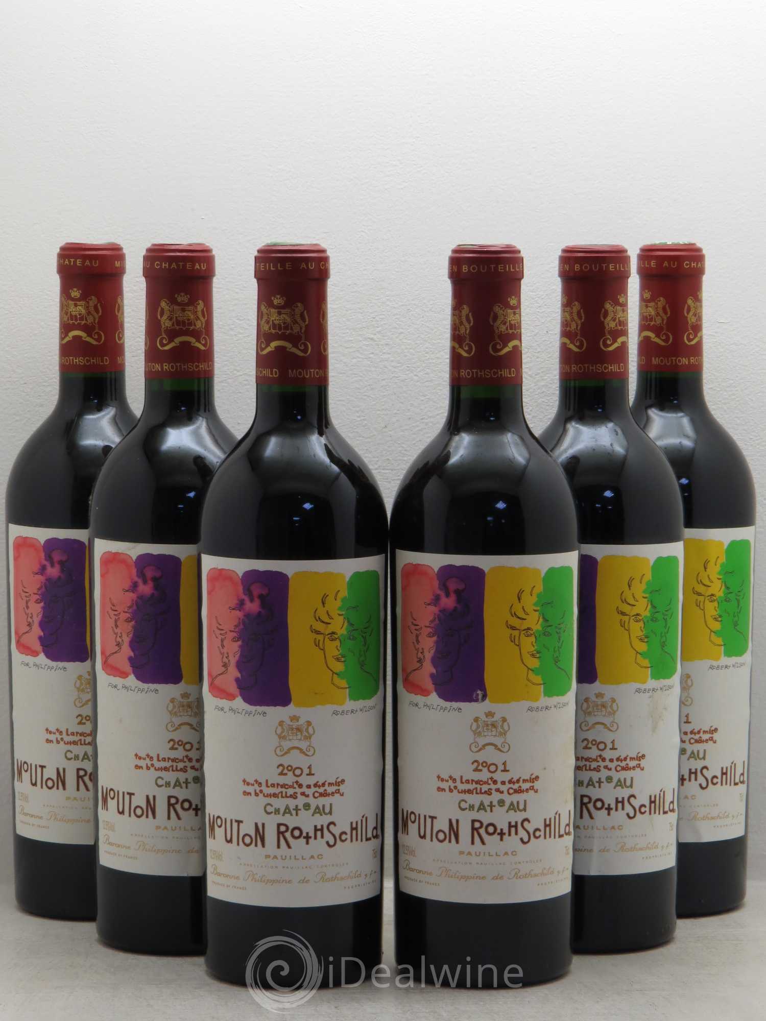 Château Mouton Rothschild 1er Grand Cru Classé 2001 - Lot de 6 bouteilles - 0