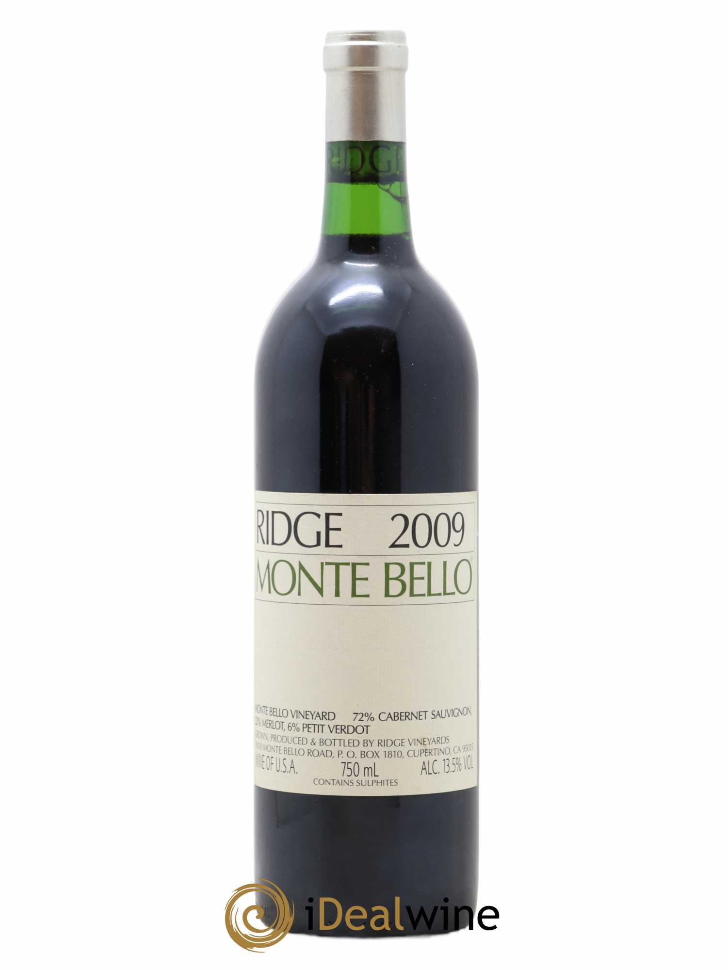 Santa Cruz Mountains Monte Bello Ridge Vineyards Santa Clara Monte Bello 2009 - Lot de 1 bouteille - 0