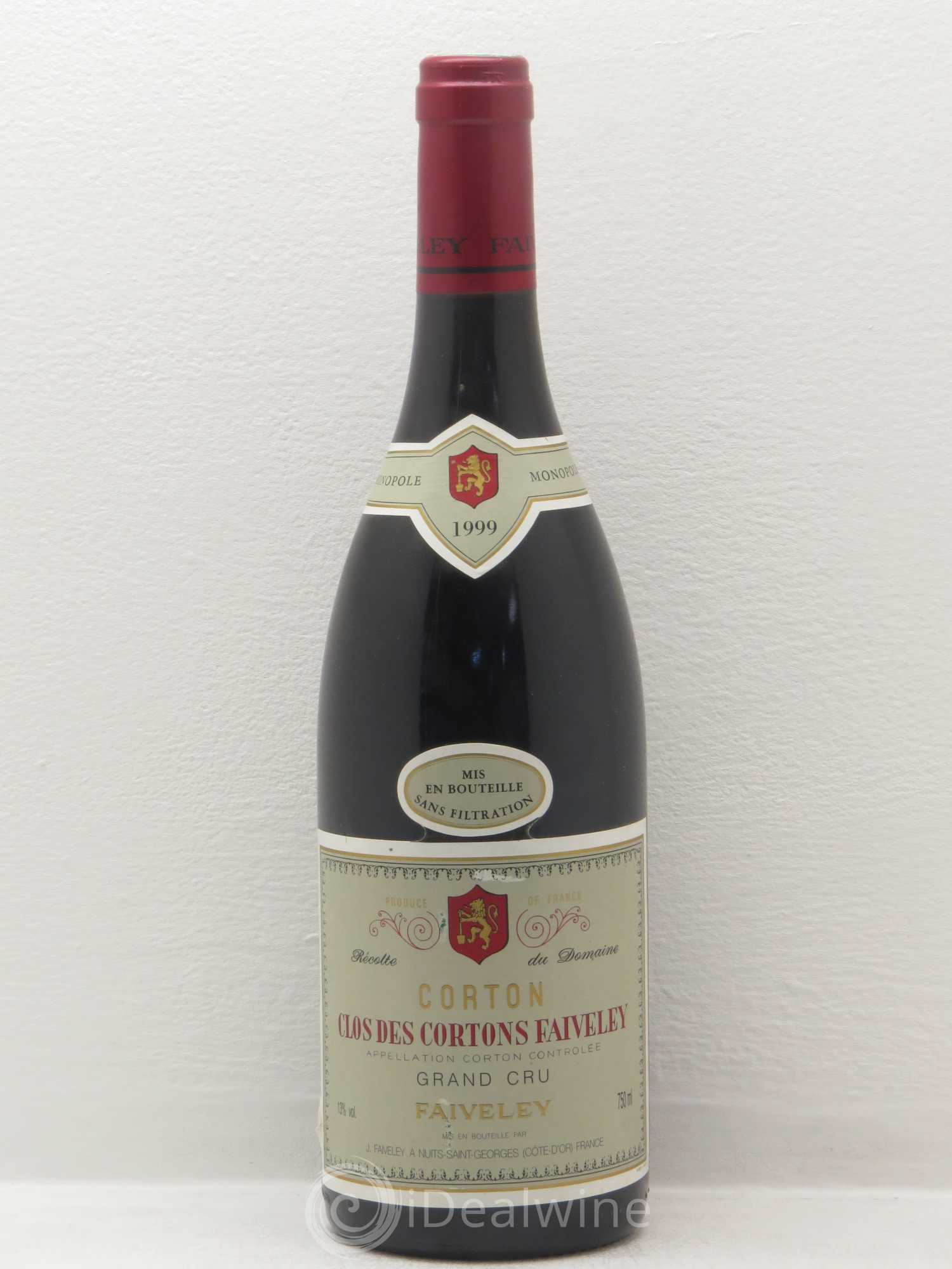 Corton Grand Cru Clos des Cortons Faiveley 1999 - Lot de 1 bouteille - 0