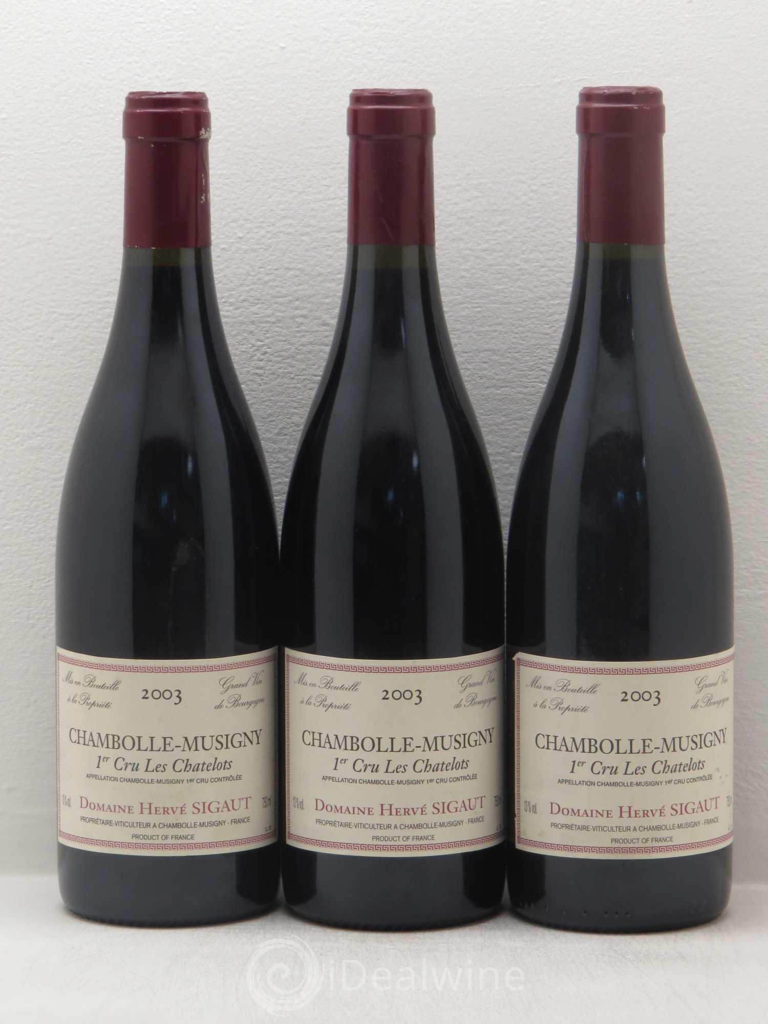 Chambolle-Musigny 1er Cru Anne Et Herve Sigault Les Châtelots 2003 - Posten von 3 Flaschen - 0