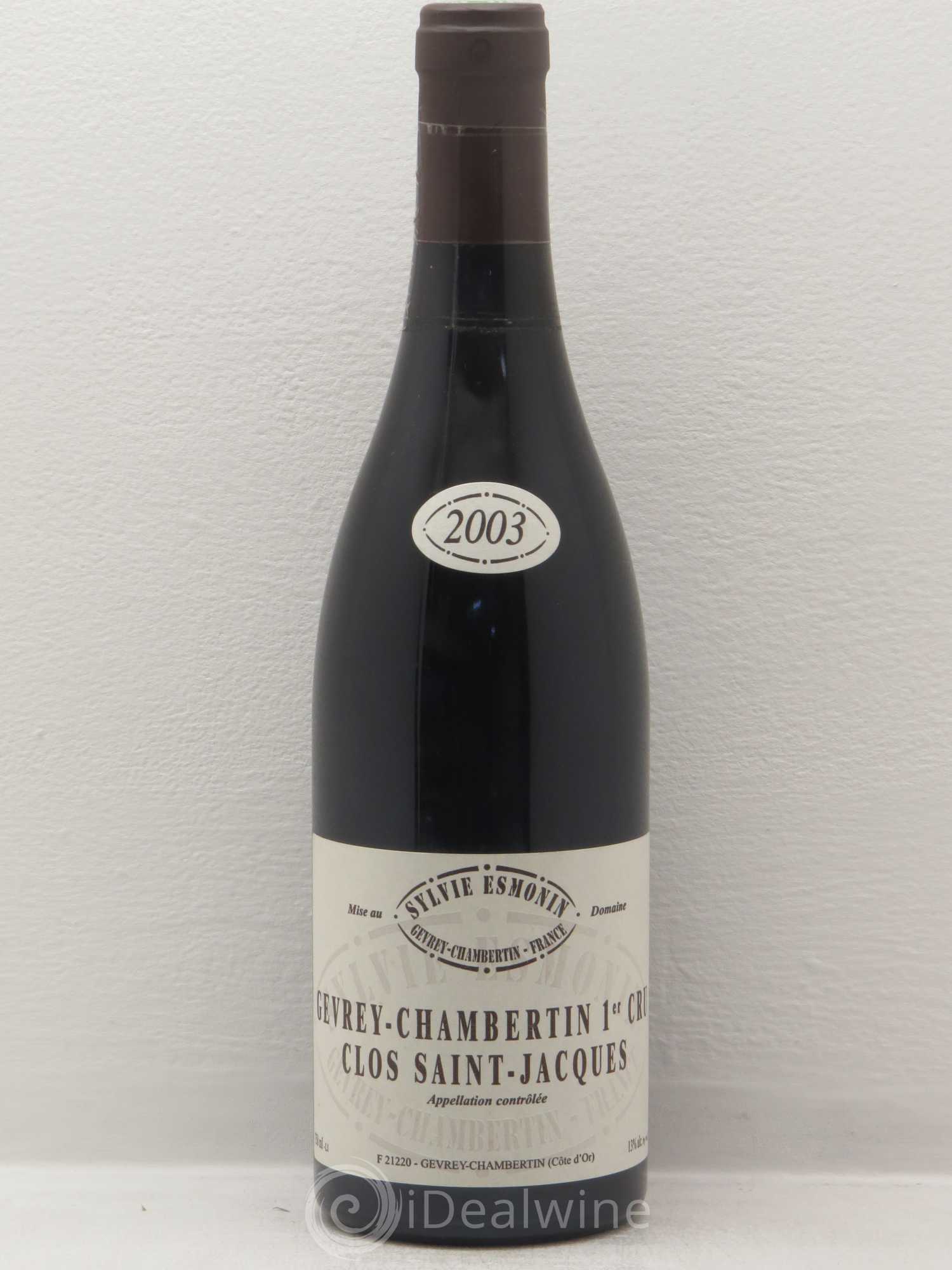 Gevrey-Chambertin 1er Cru Clos Saint Jacques Sylvie Esmonin 2003 - Lot de 1 bouteille - 0