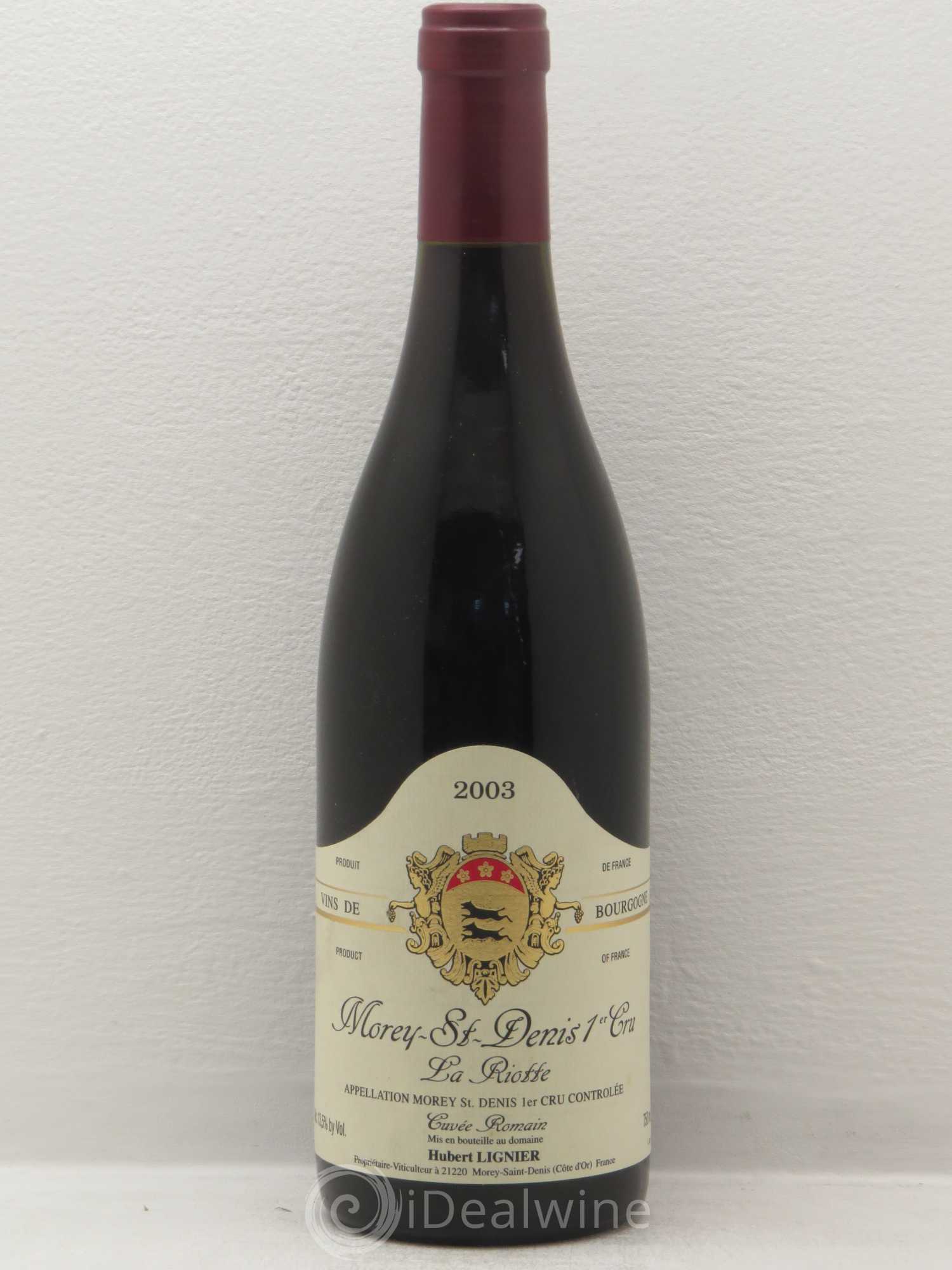 Morey-Saint-Denis 1er Cru La Riotte Hubert Lignier (Domaine) Cuvée Romain 2003 - Lot de 1 bouteille - 0