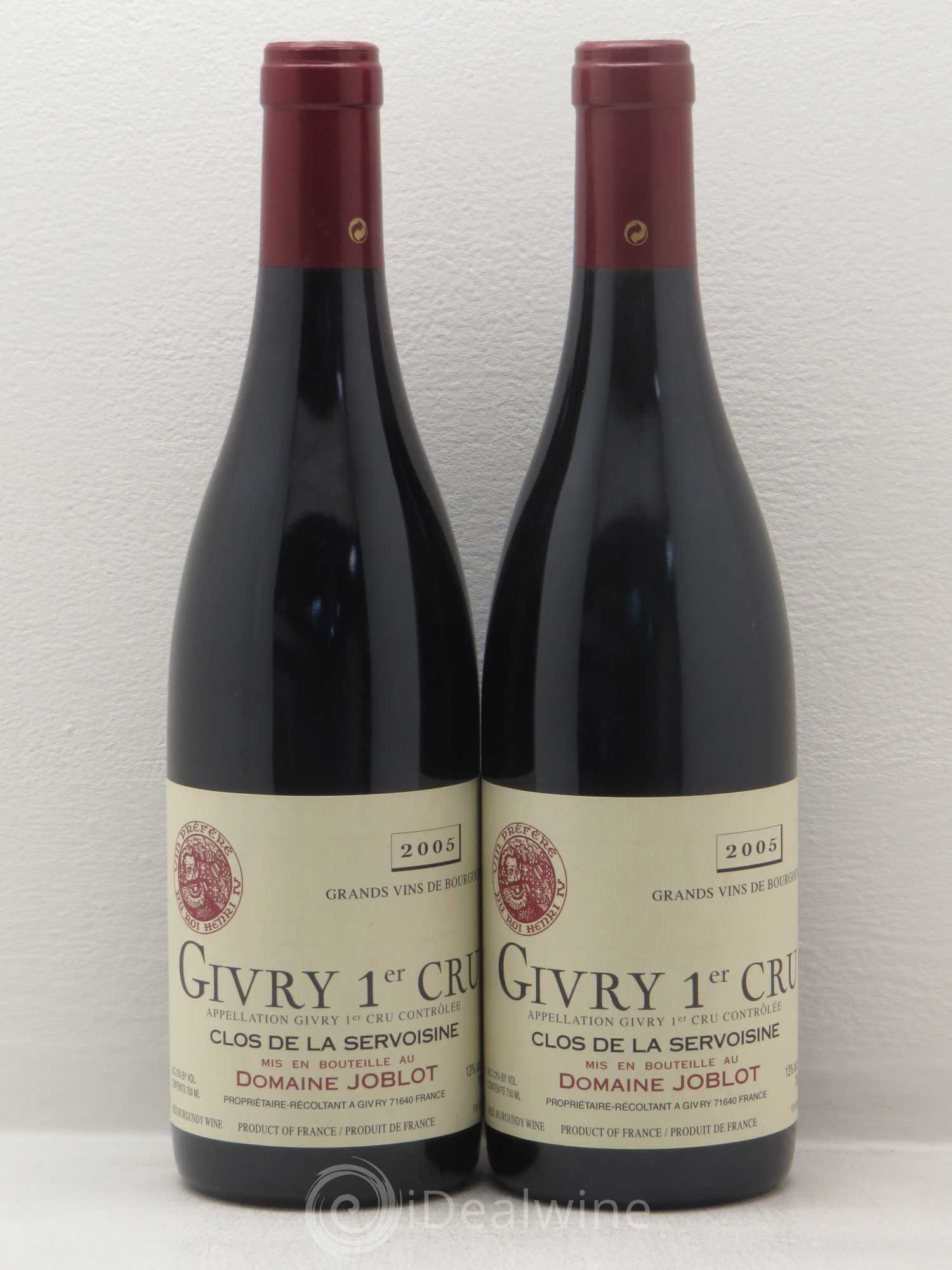 Givry 1er Cru Servoisine Joblot (Domaine) 2005 - Lot de 2 bouteilles - 0