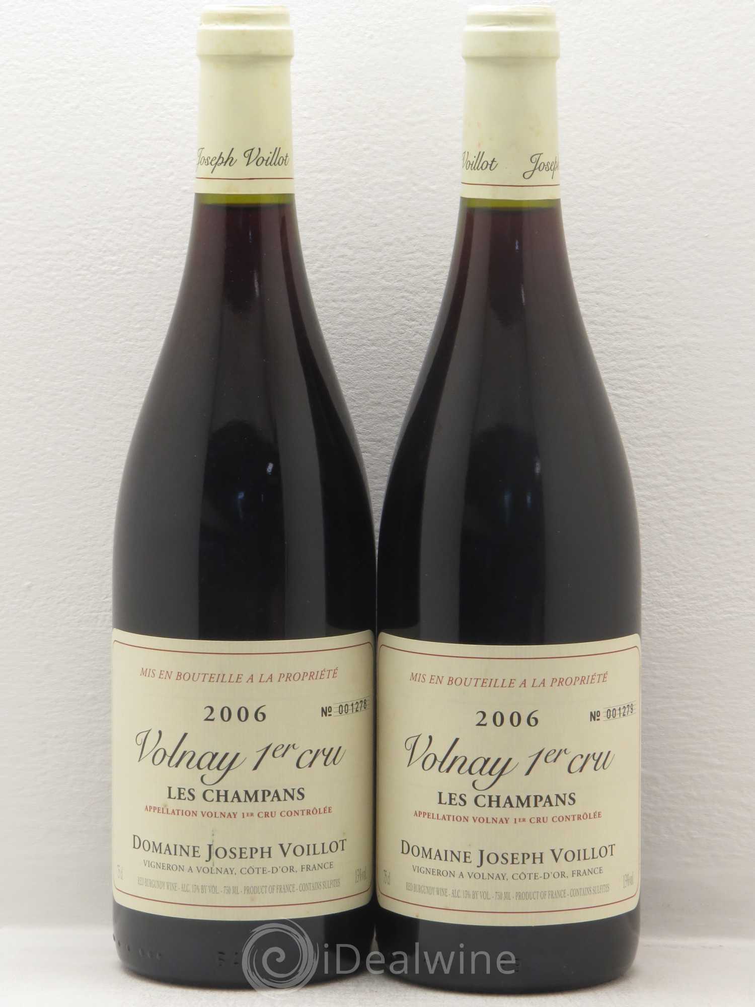 Volnay 1er Cru les Champans Joseph Voillot (Domaine) 2006 - Lot de 2 bouteilles - 0