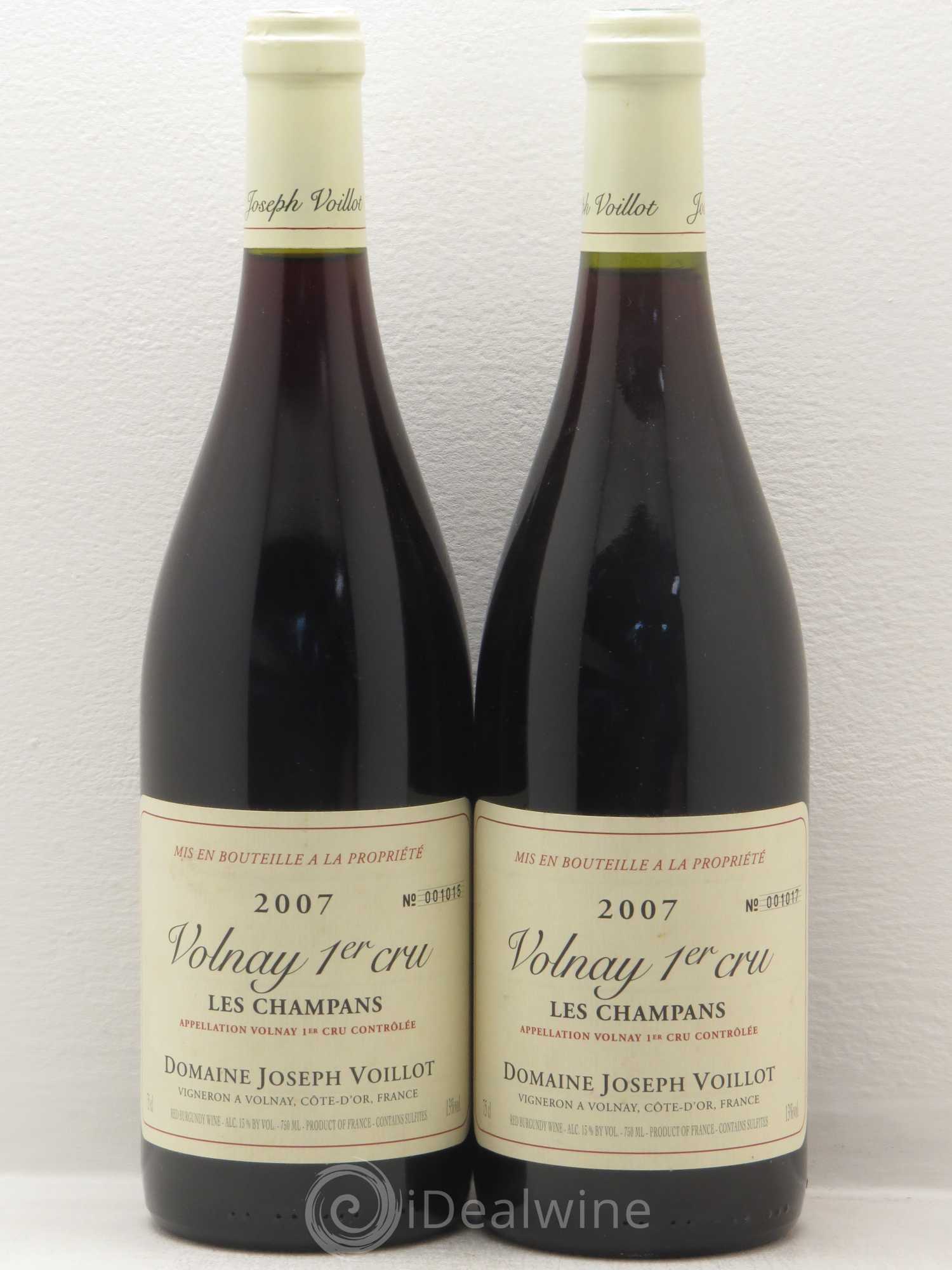 Volnay 1er Cru les Champans Joseph Voillot (Domaine) 2007 - Lot de 2 bouteilles - 0