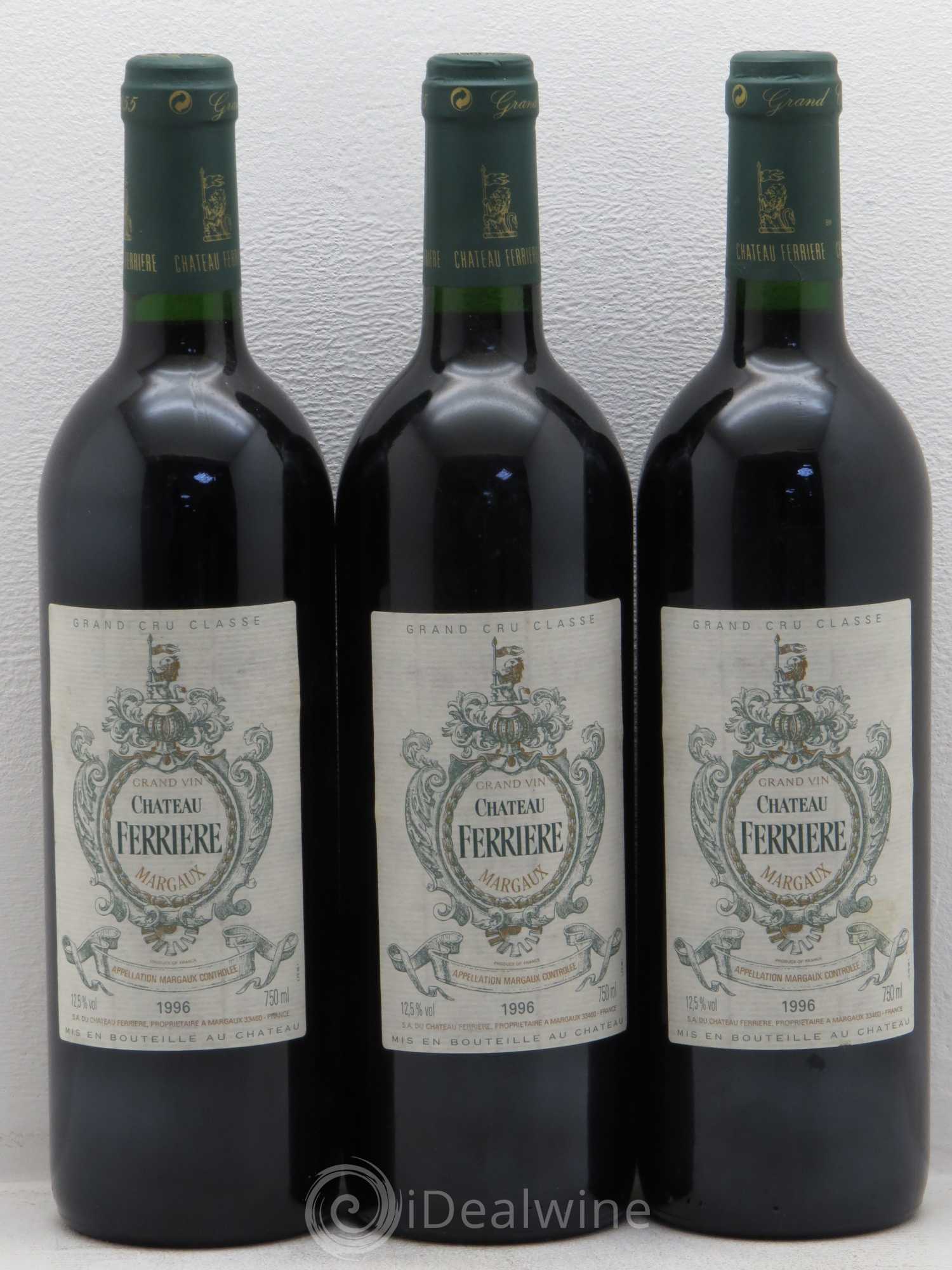 Château Ferrière 3ème Grand Cru Classé 1996 - Lot de 3 bouteilles - 0