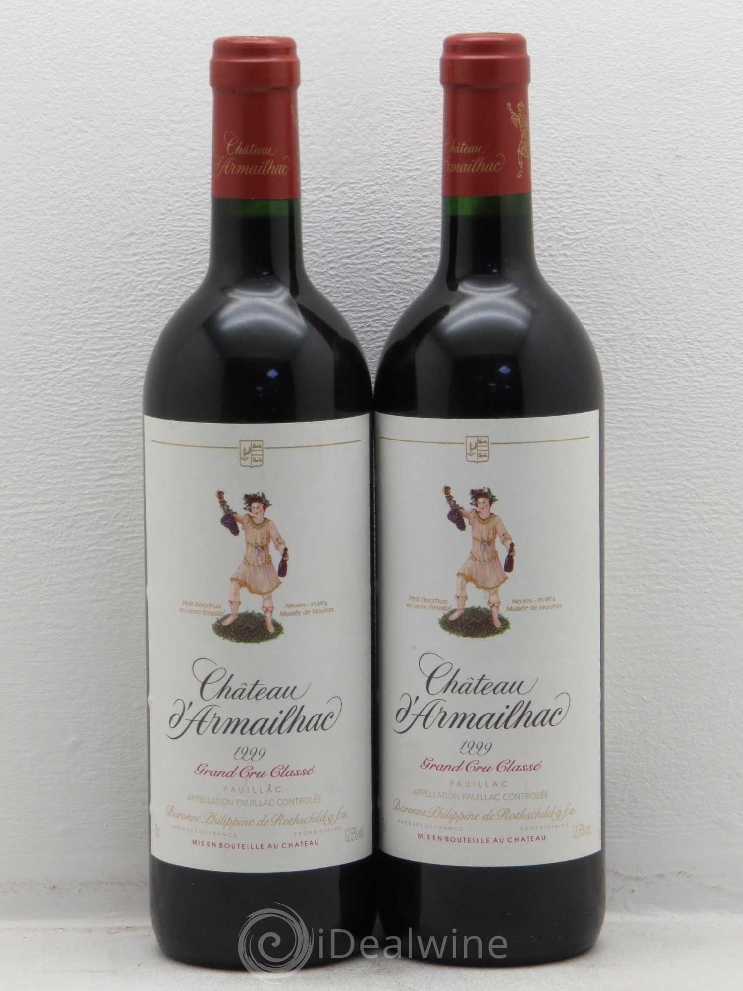Château d' Armailhac - Mouton Baron(ne) Philippe 5ème Grand Cru Classé 1999 - Lot de 2 bouteilles - 0