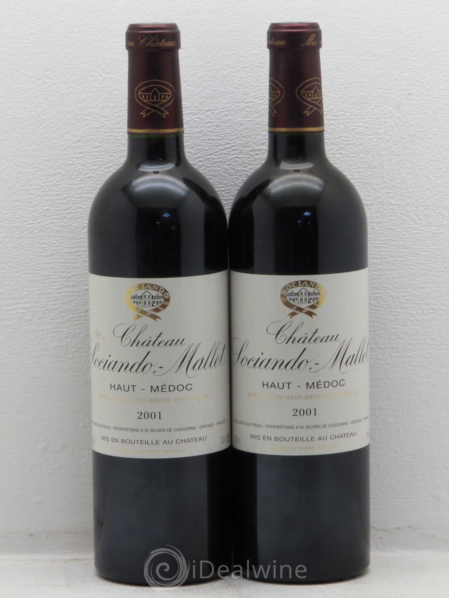 Château Sociando Mallet 2001 - Lot de 2 bouteilles - 0