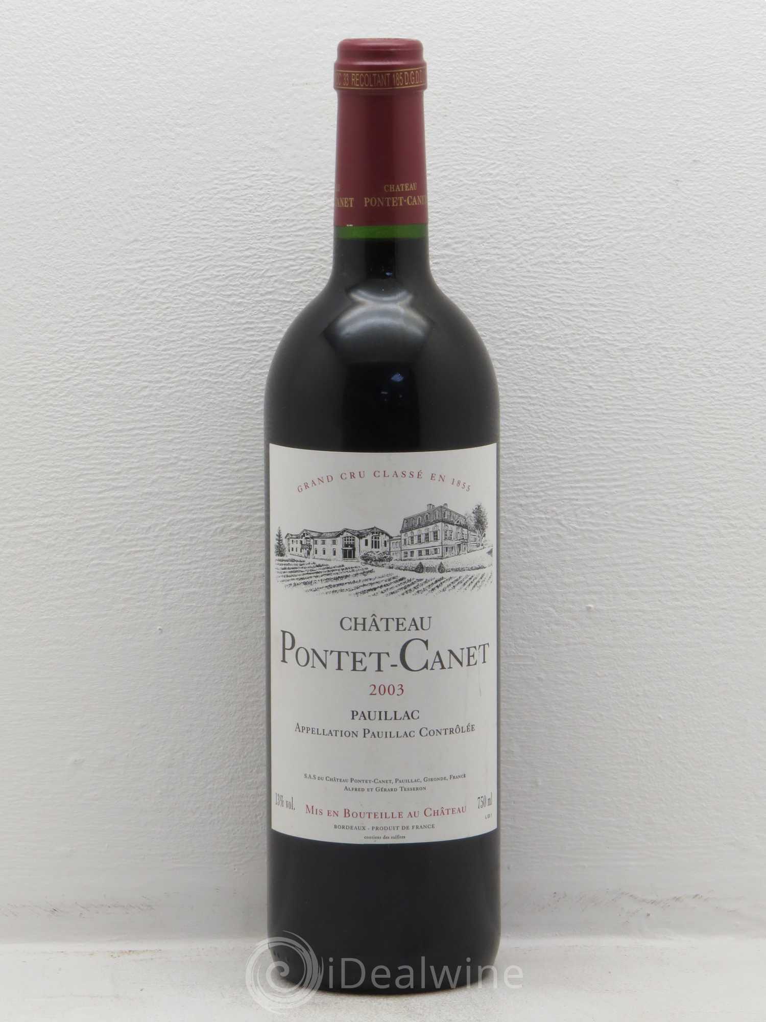 Château Pontet Canet 5ème Grand Cru Classé 2003 - Lot de 1 bouteille - 0