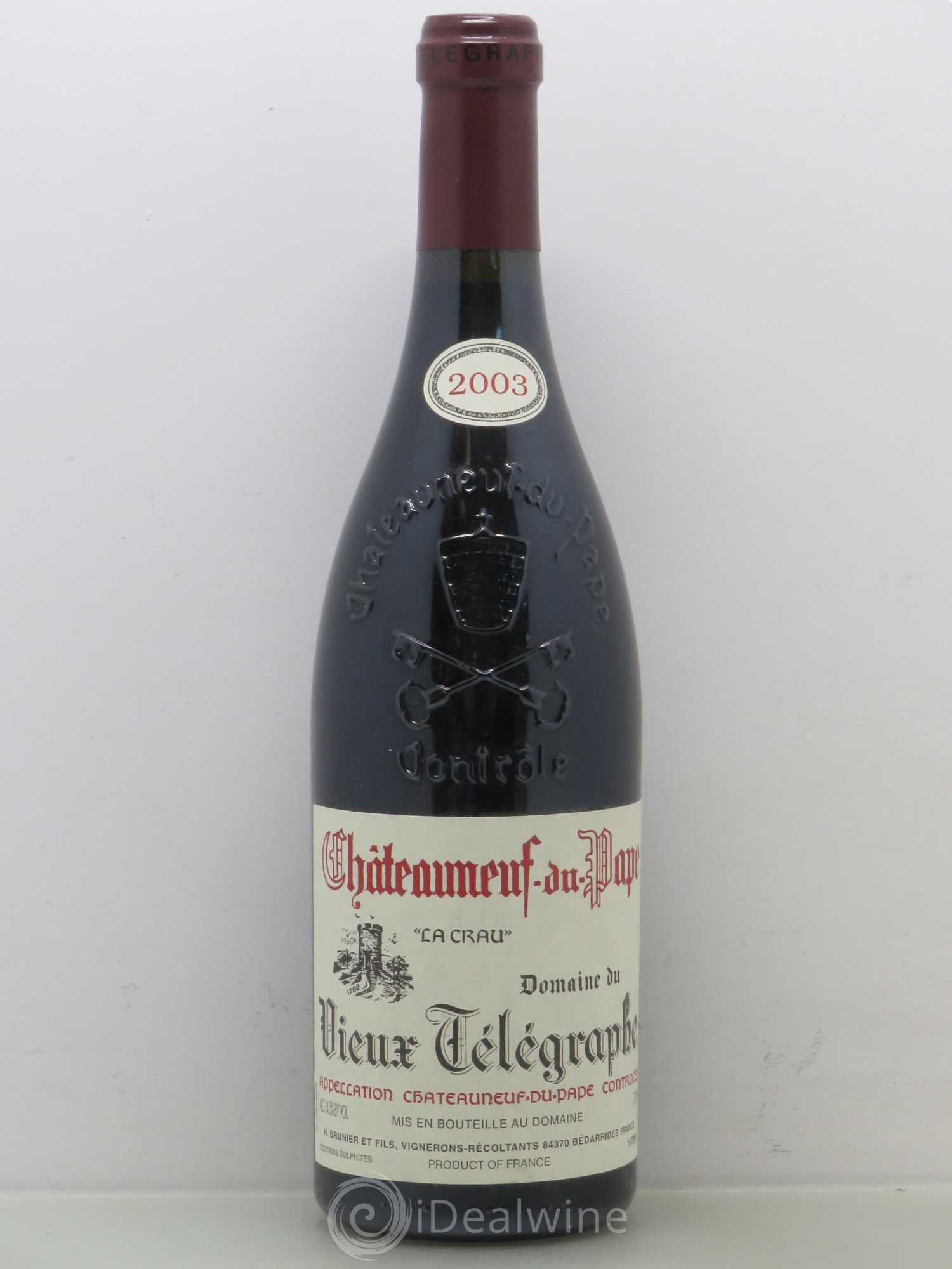 Châteauneuf-du-Pape Vieux Télégraphe (Domaine du) Vignobles Brunier 2003 - Lot de 1 bouteille - 0