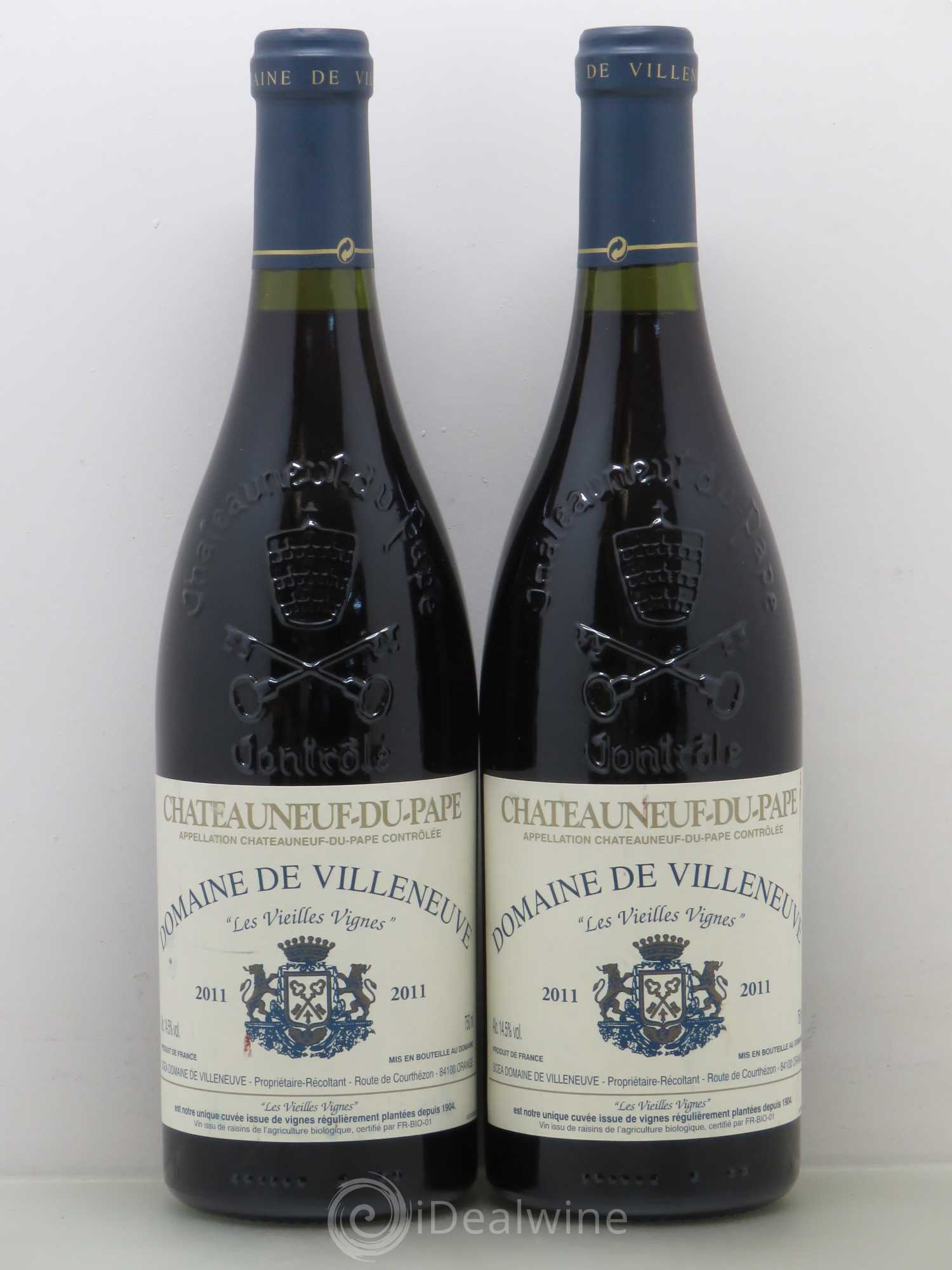 Châteauneuf-du-Pape Vieilles Vignes Domaine De Villeneuve 2011 - Posten von 2 Flaschen - 0