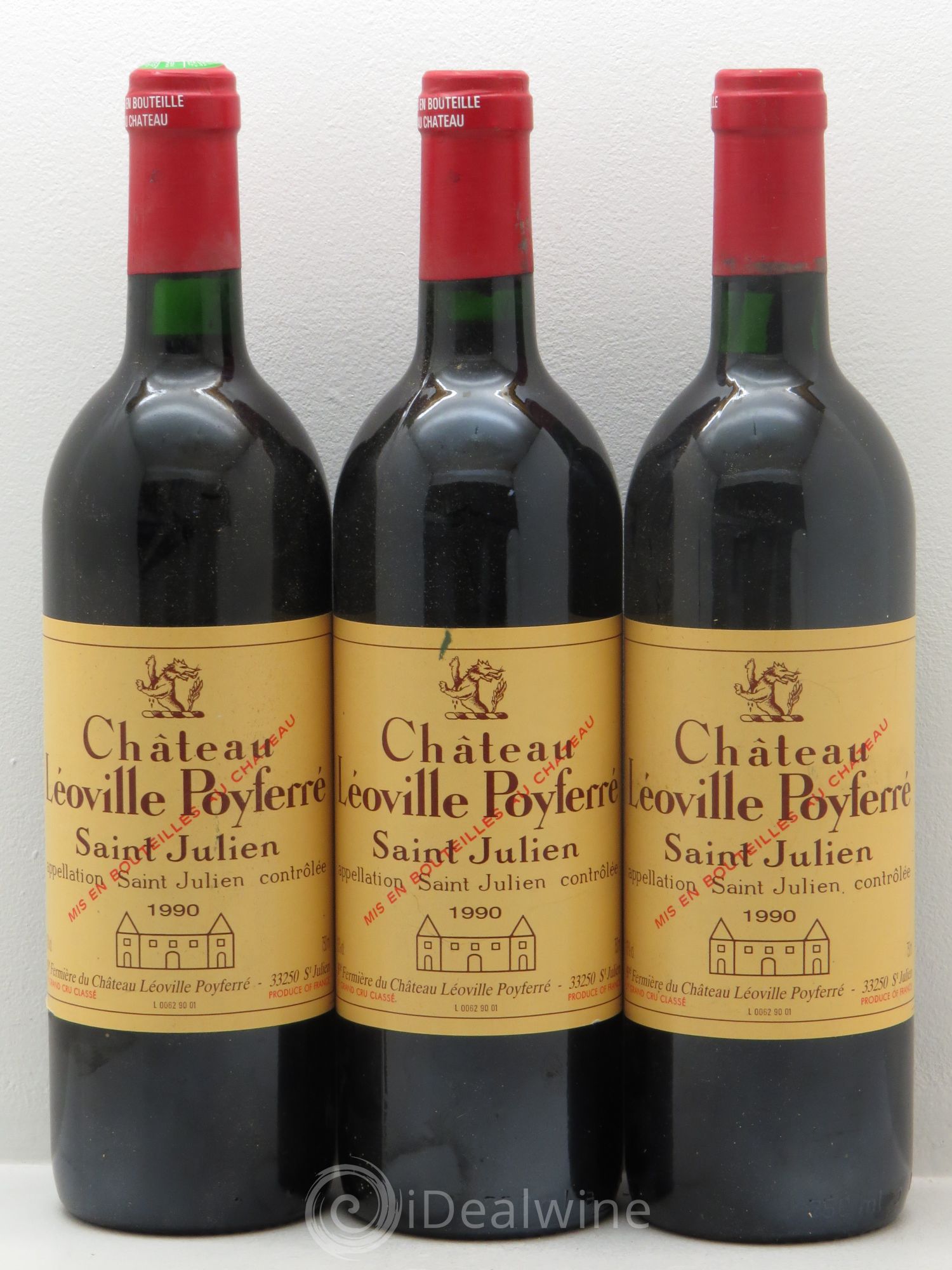Château Léoville Poyferré 2ème Grand Cru Classé 1990 - Lot de 3 bouteilles - 0