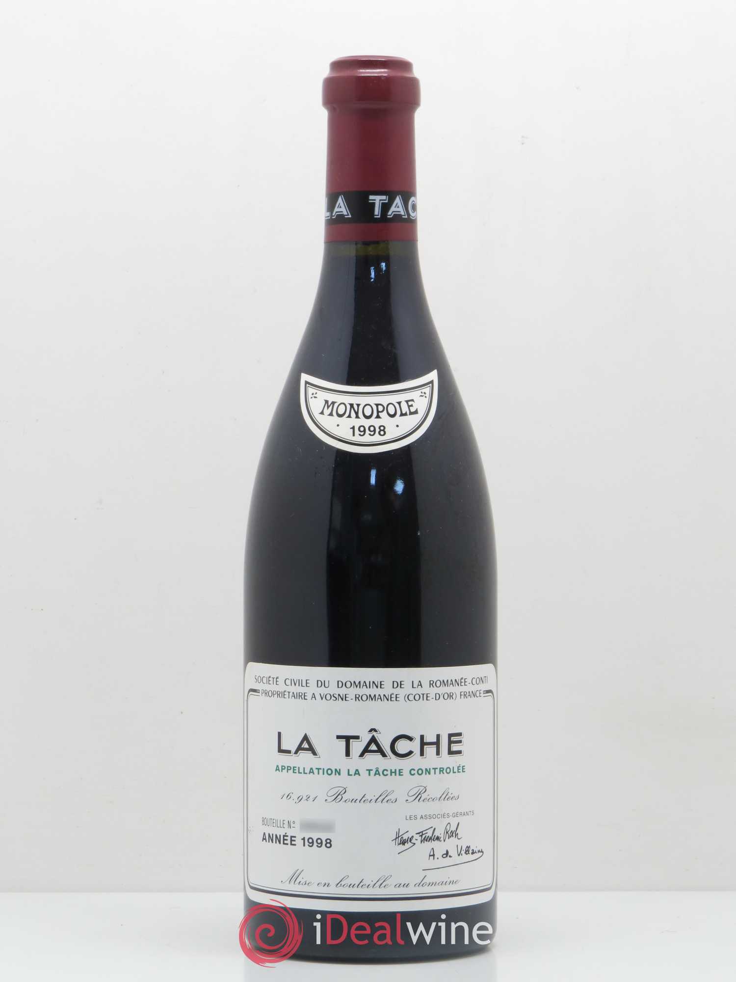 La Tâche Grand Cru Domaine de la Romanée-Conti 1998 - Lot de 1 bouteille - 0