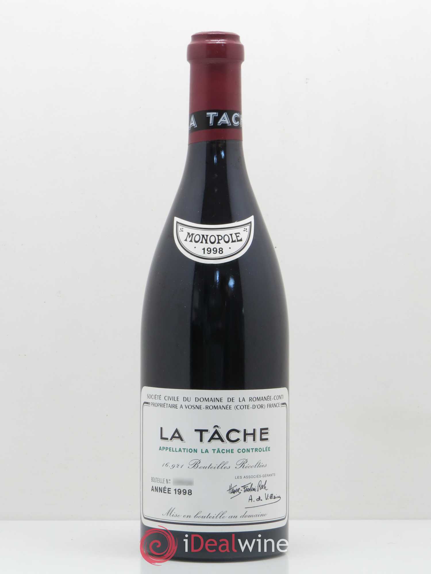 La Tâche Grand Cru Domaine de la Romanée-Conti 1998 - Lot de 1 bouteille - 0