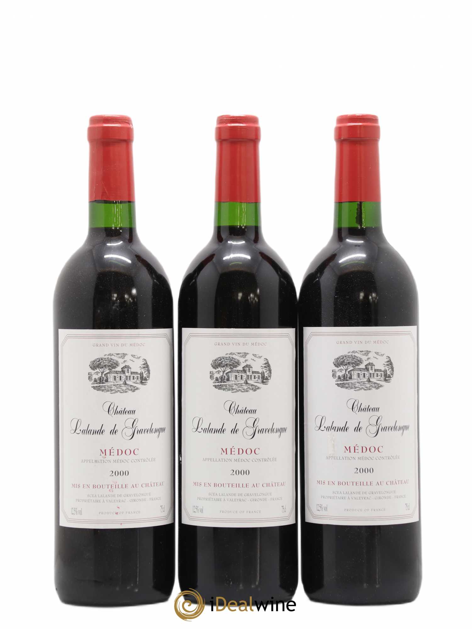 Médoc château Lalande de gravelongue (sans prix de réserve) 2000 - Lot de 3 bouteilles - 0