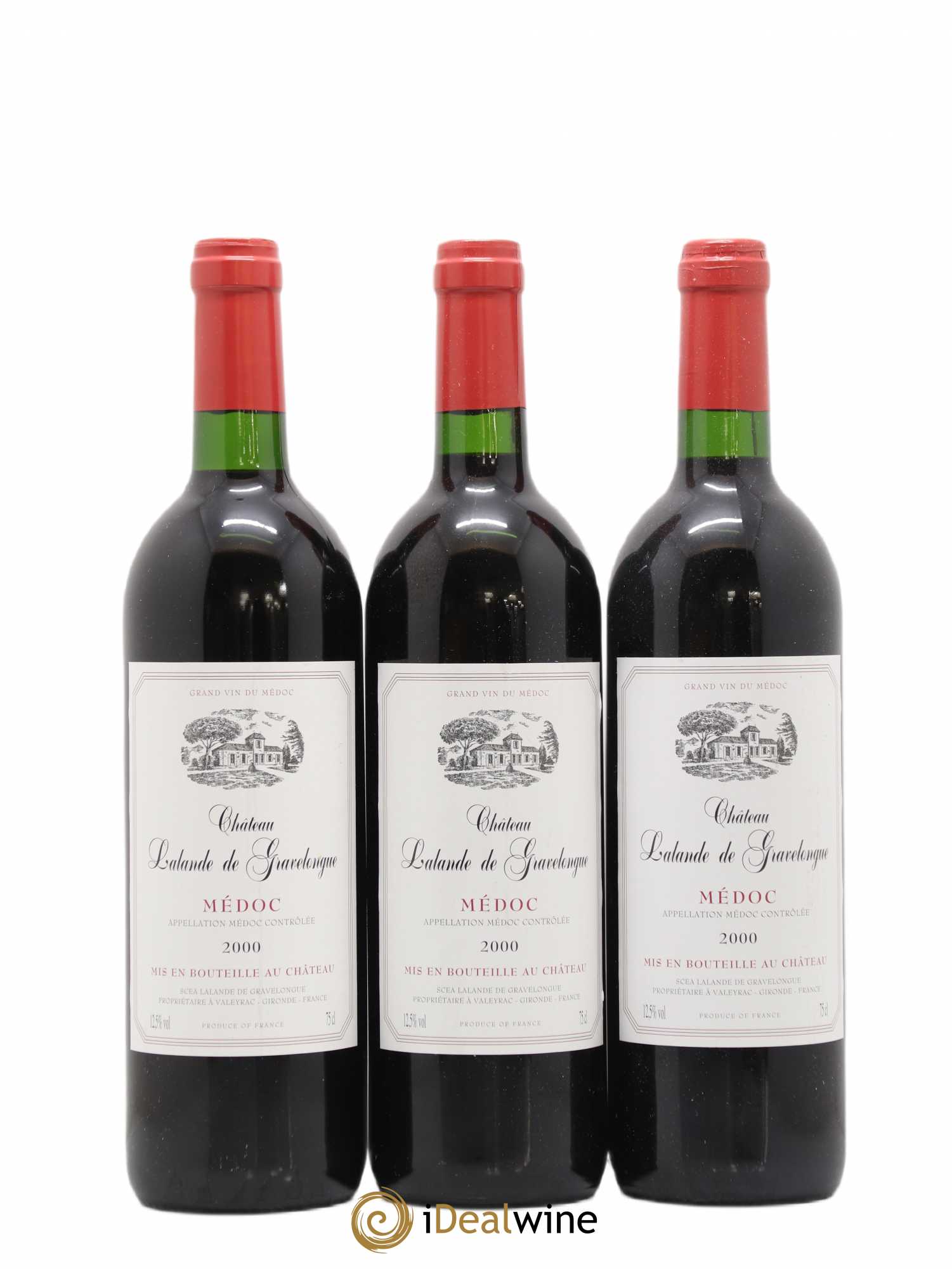 Médoc château Lalande de gravelongue (sans prix de réserve) 2000 - Lot de 3 bouteilles - 0