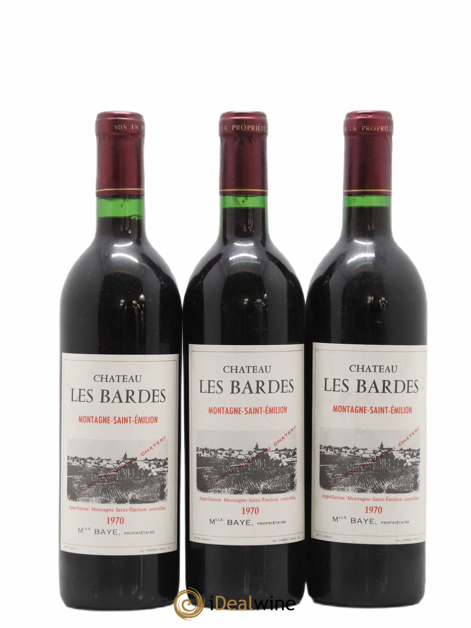 Montagne Saint-Émilion château les Bardes (sans prix de réserve) 1970 - Lot de 3 bouteilles - 0