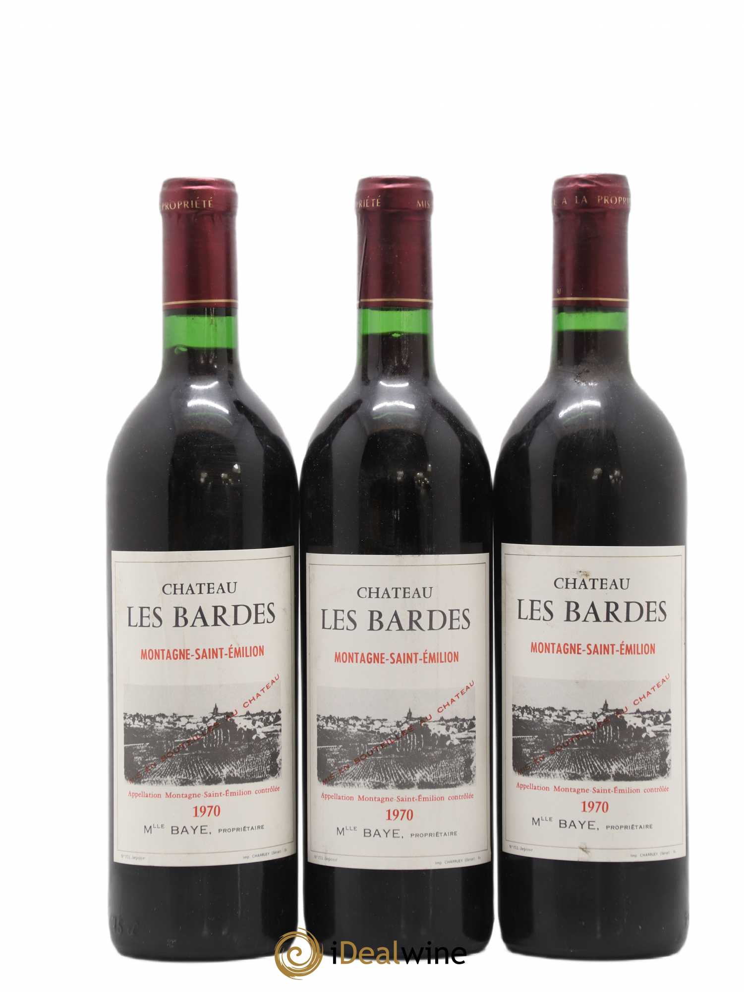 Montagne Saint-Émilion château les Bardes (sans prix de réserve) 1970 - Lot de 3 bouteilles - 0
