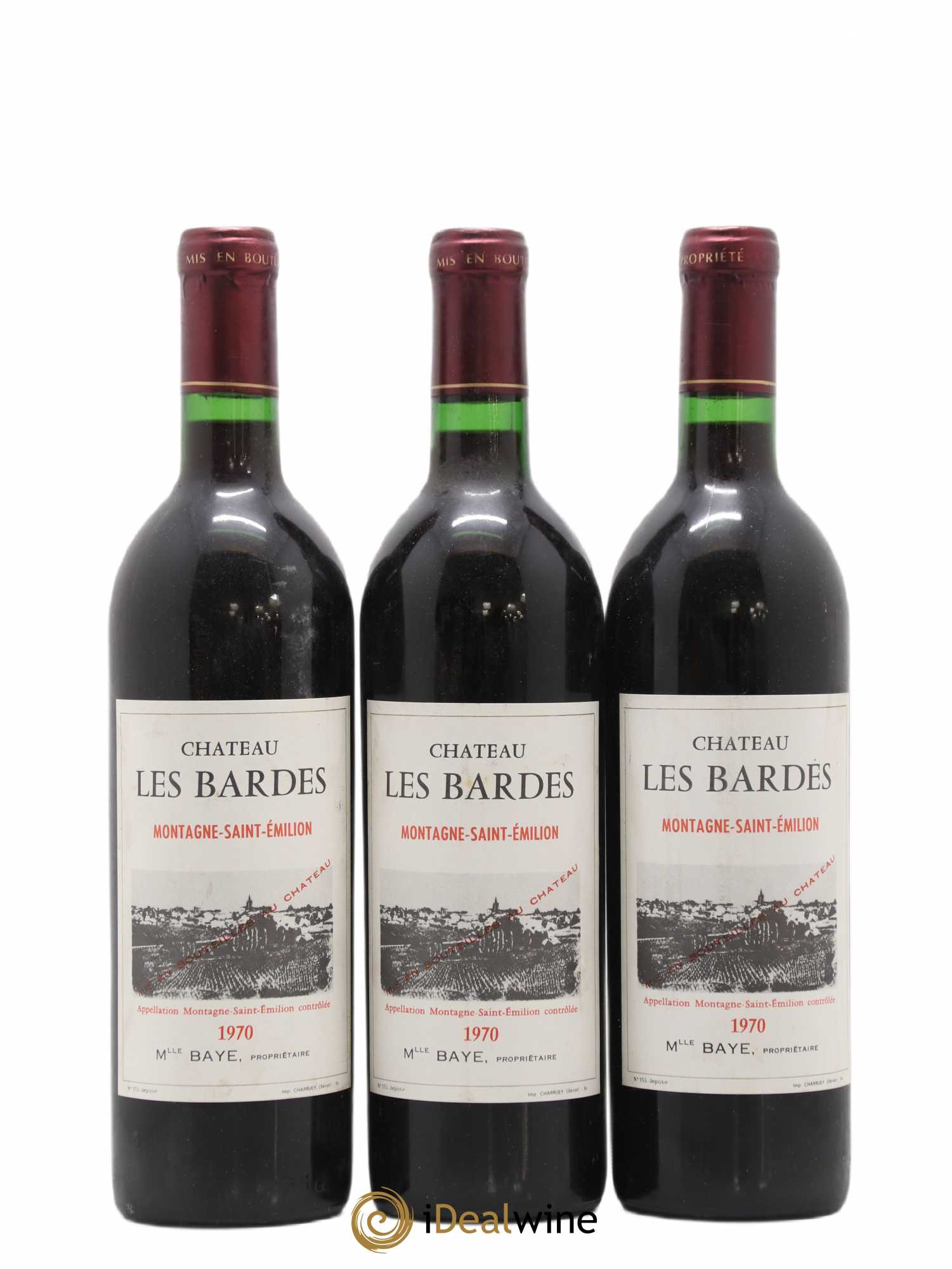 Montagne Saint-Émilion château les Bardes (sans prix de réserve) 1970 - Lot de 3 bouteilles - 0