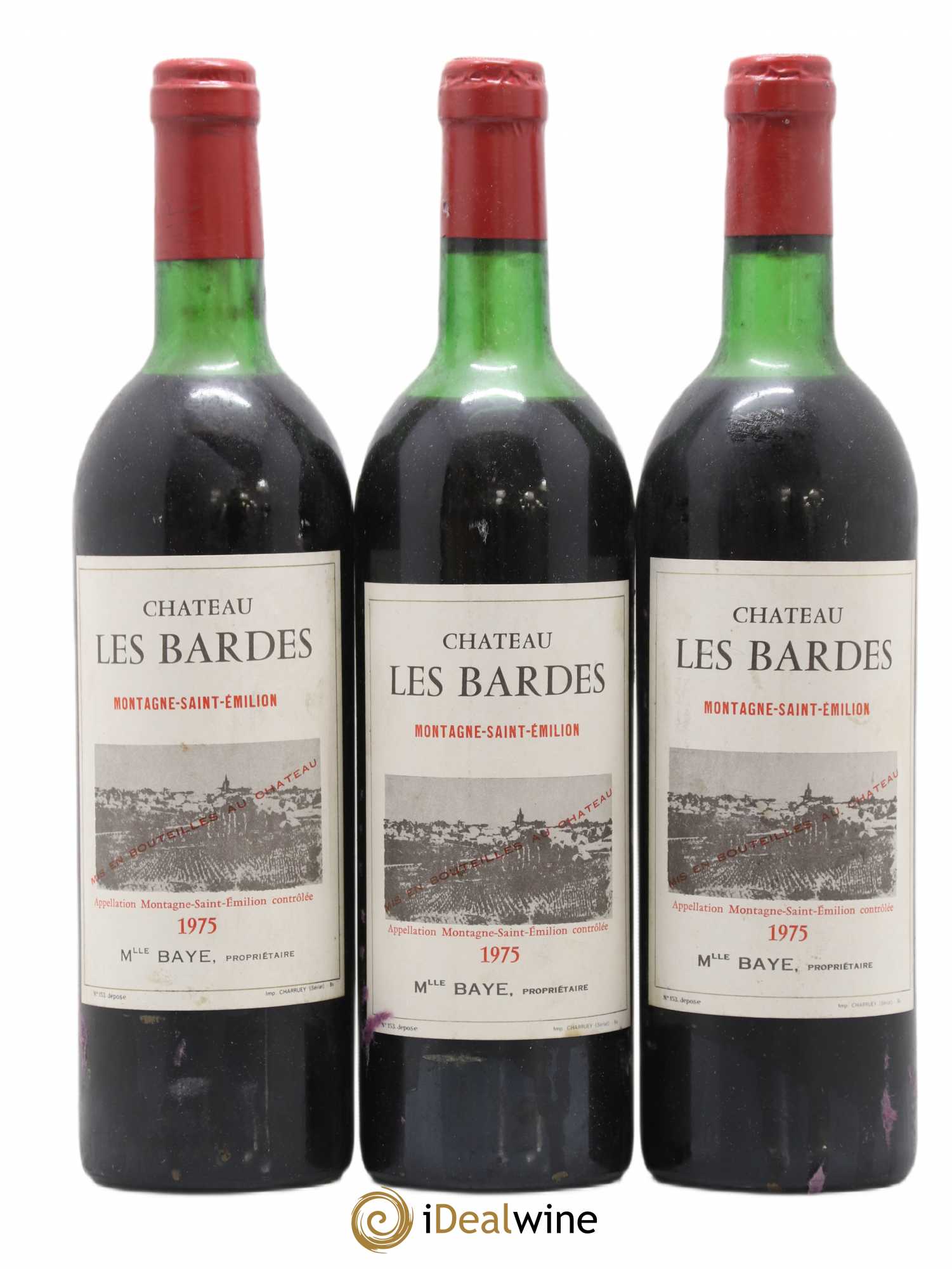 Montagne Saint-Émilion château les Bardes (sans prix de réserve) 1975 - Lot de 3 bouteilles - 0
