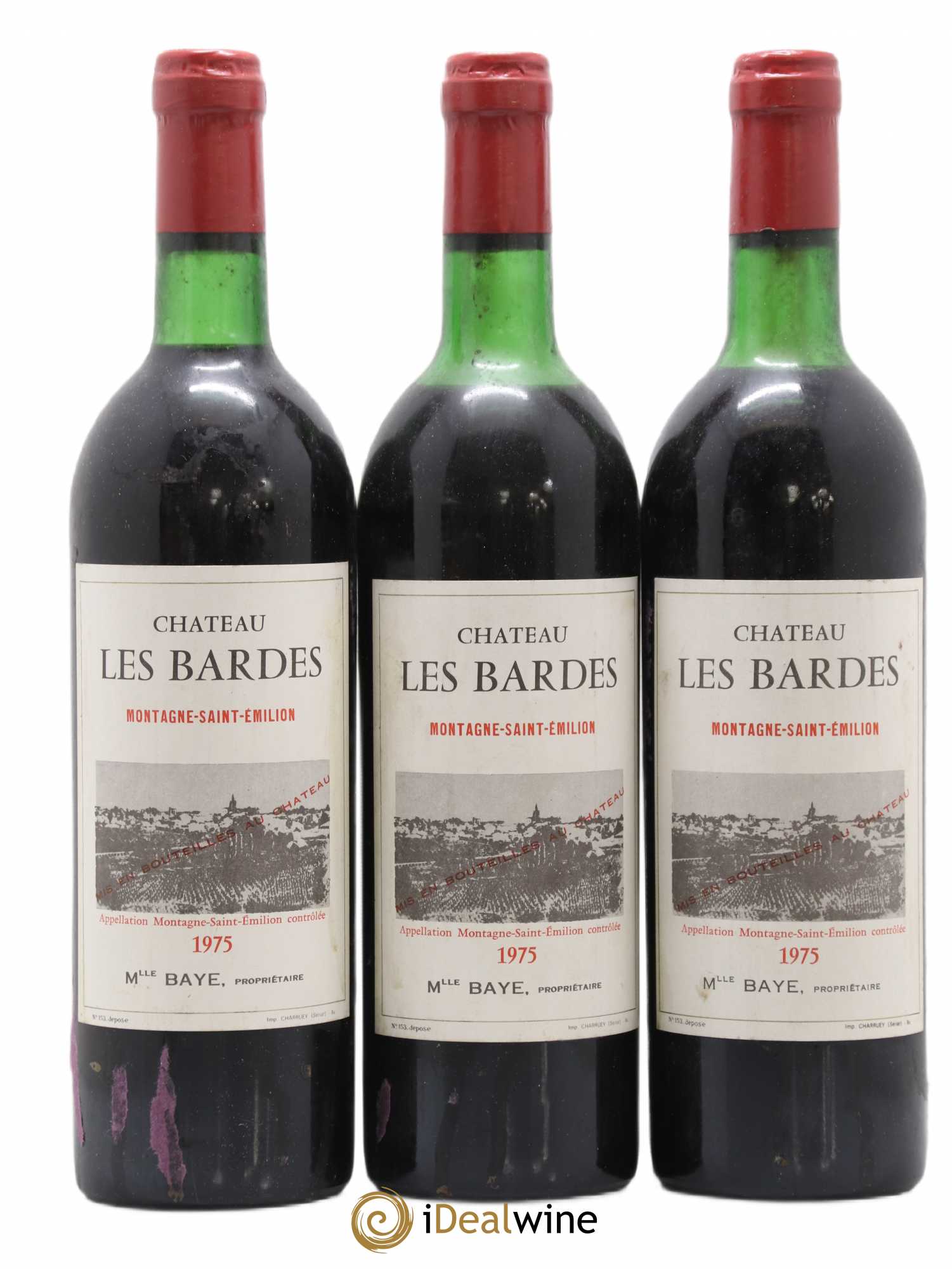 Montagne Saint-Émilion château les Bardes (sans prix de réserve) 1975 - Lot de 3 bouteilles - 0