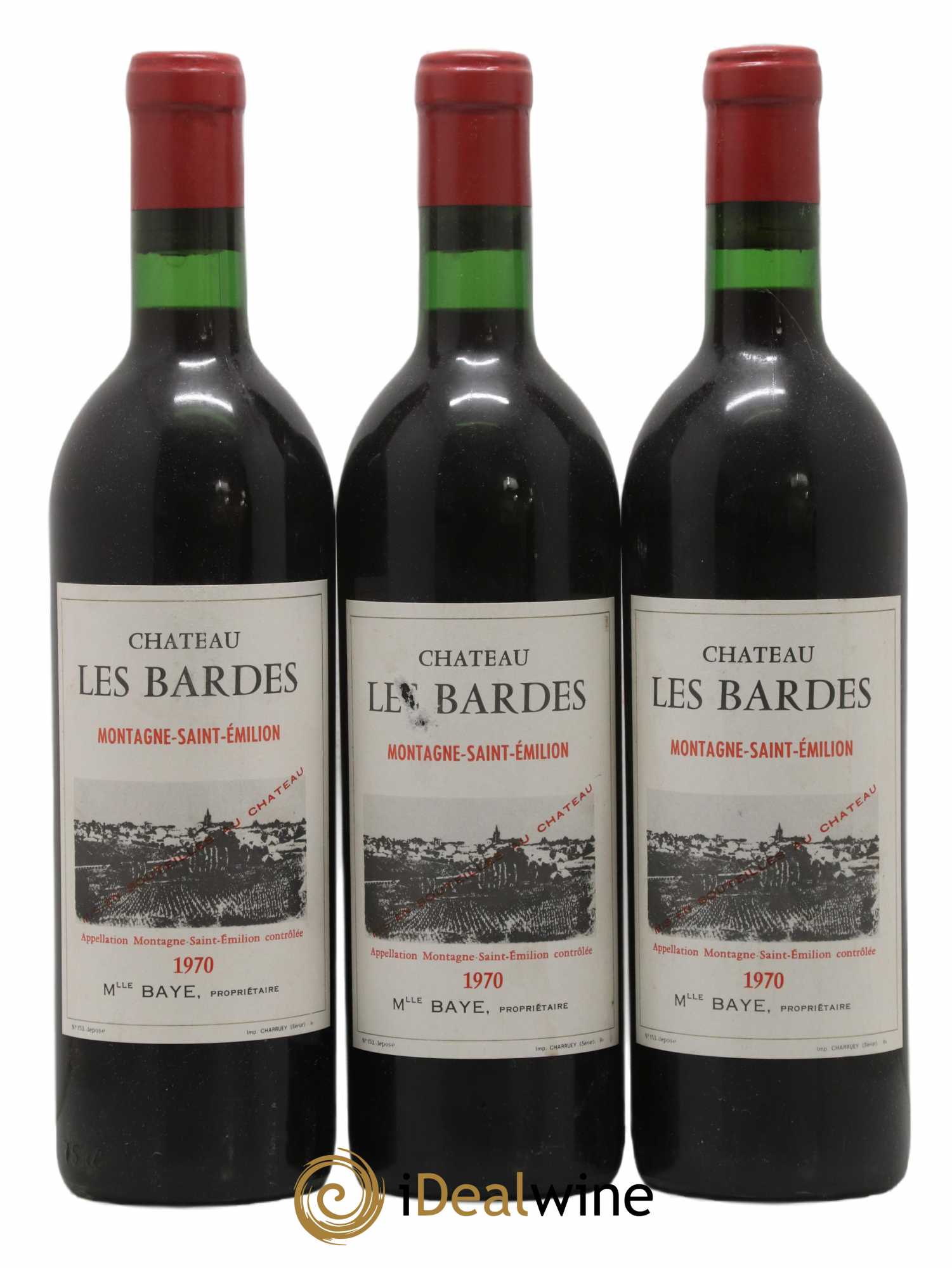 Montagne Saint-Émilion Château Les Bardes 1970 - Lot de 3 bouteilles - 0
