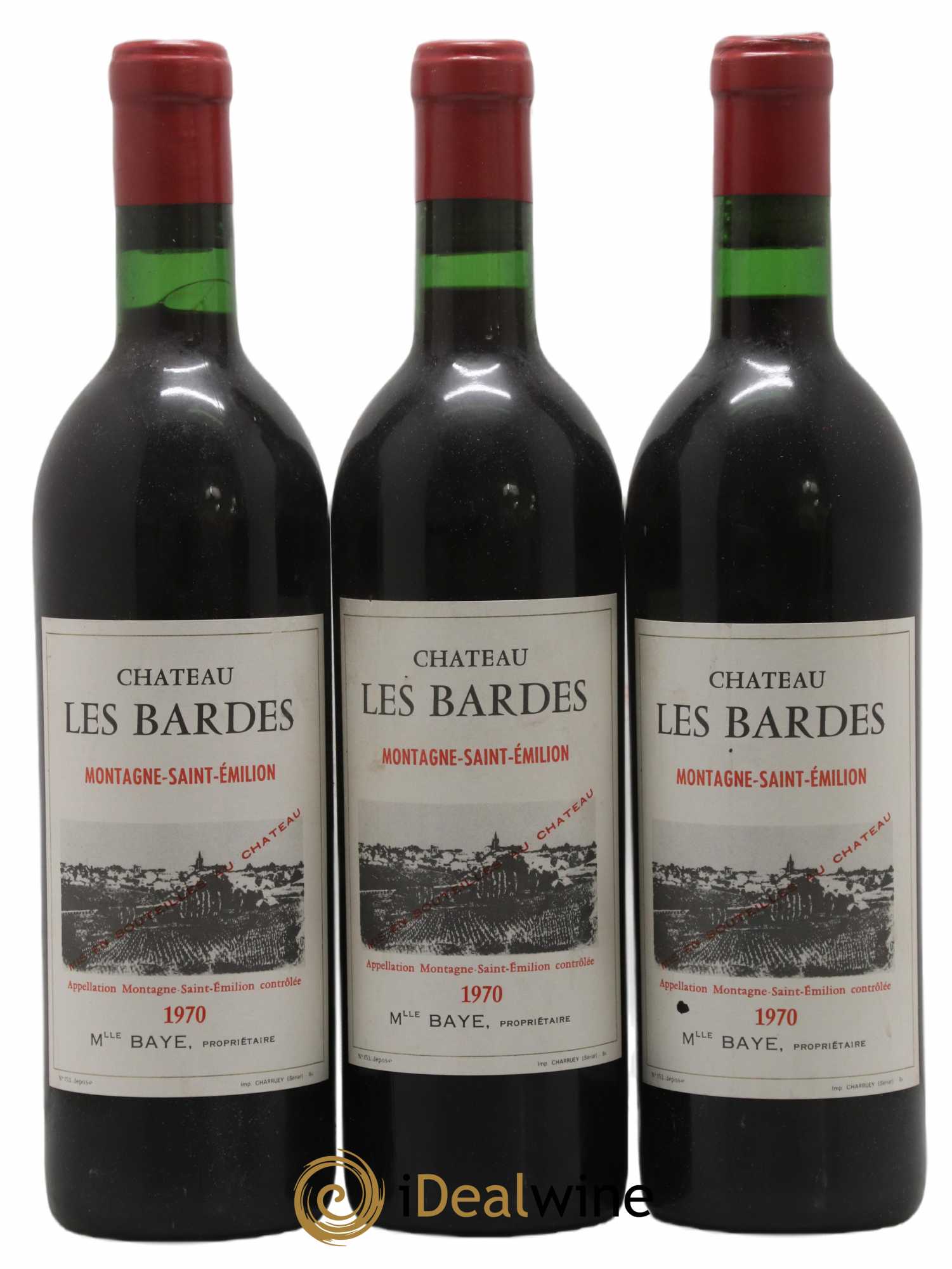 Montagne Saint-Émilion Château Les Bardes 1970 - Lot de 3 bouteilles - 0