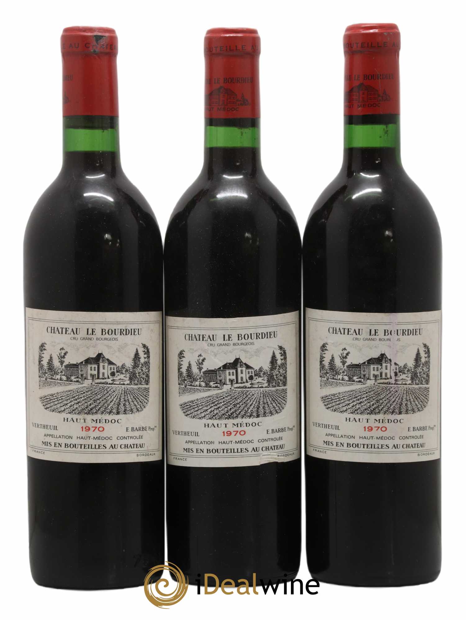 Château le Bourdieu Cru Bourgeois 1970 - Lot de 3 bouteilles - 0