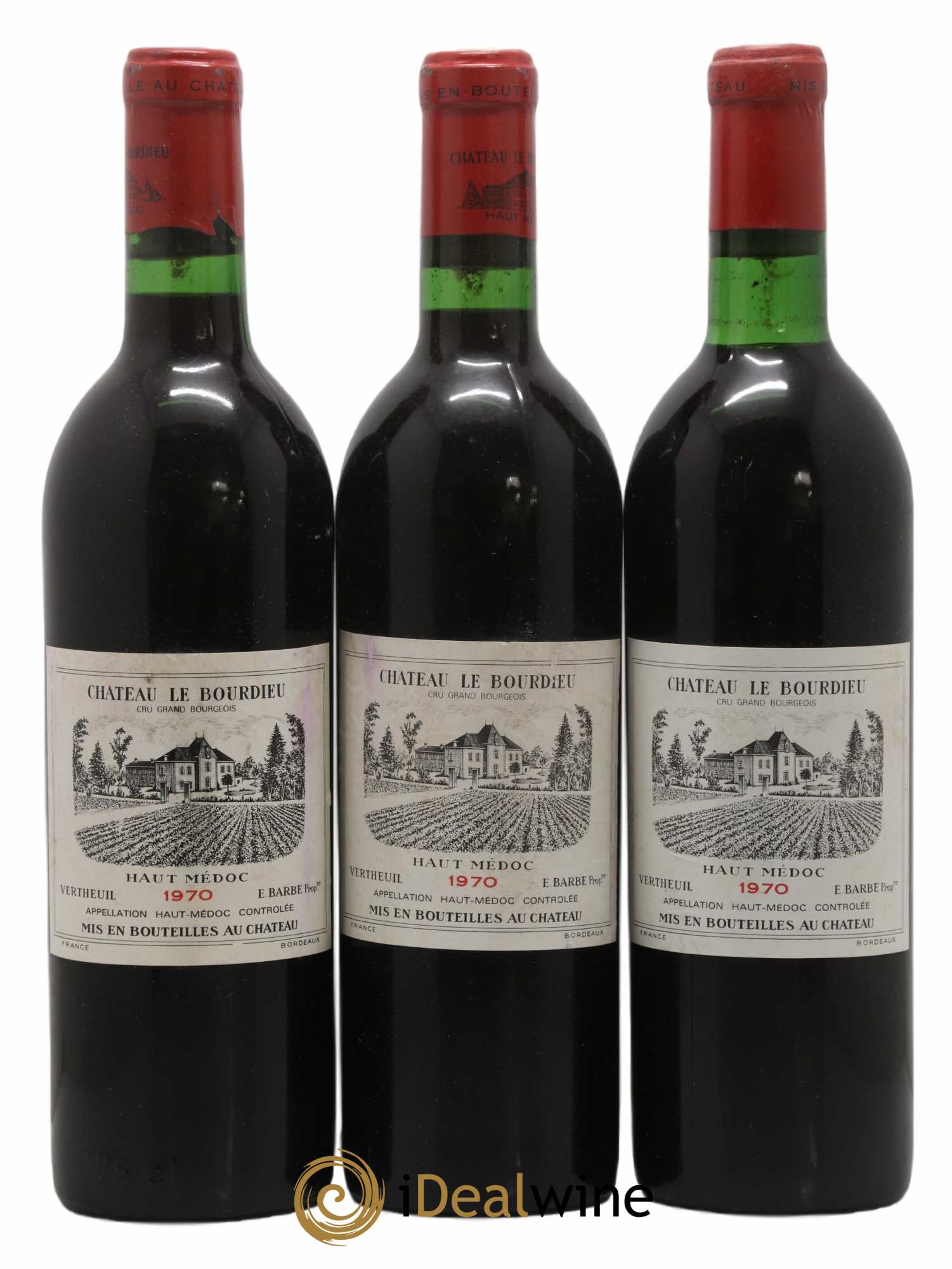 Château le Bourdieu Cru Bourgeois 1970 - Lot de 3 bouteilles - 0