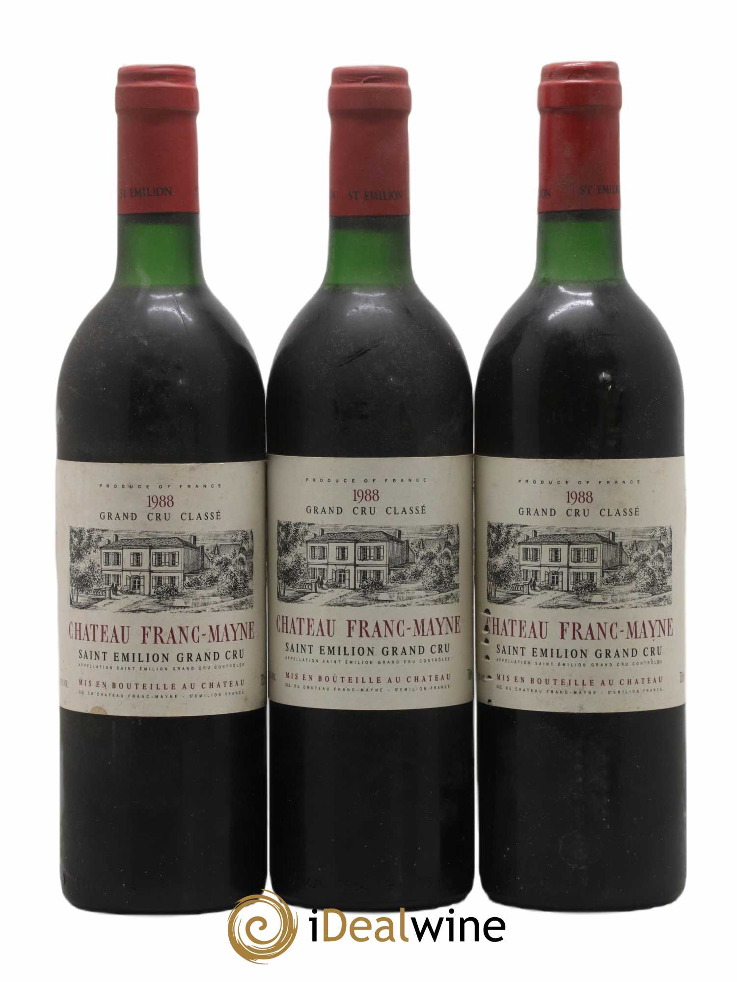 Château Franc Mayne Grand Cru Classé 1988 - Lot de 3 bouteilles - 0