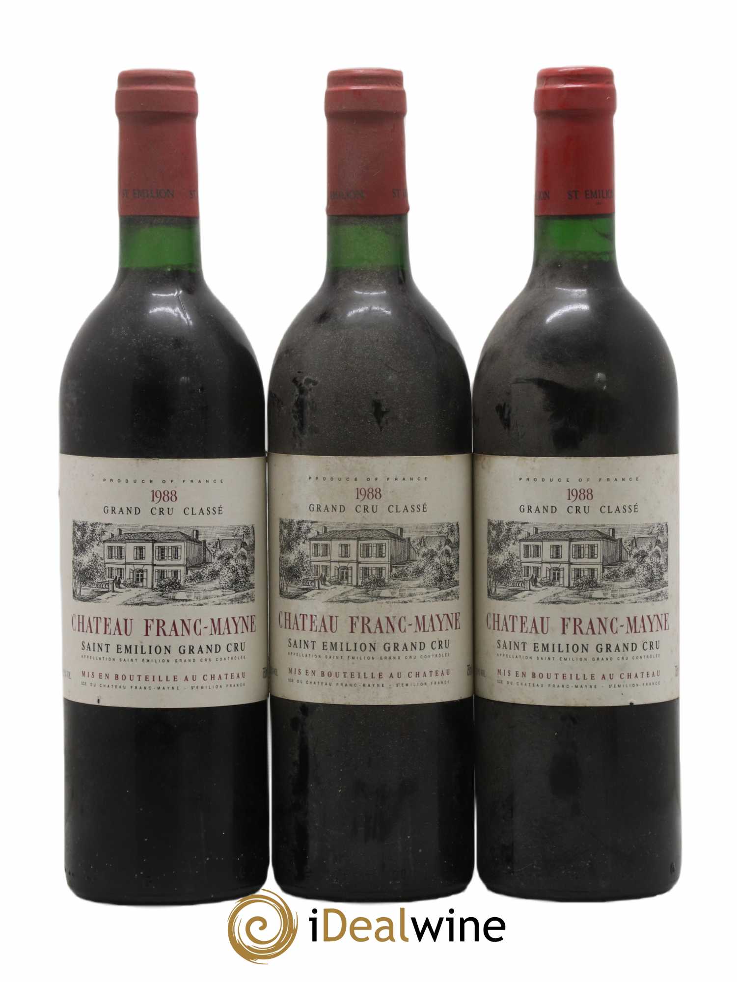Château Franc Mayne Grand Cru Classé 1988 - Lot de 3 bouteilles - 0