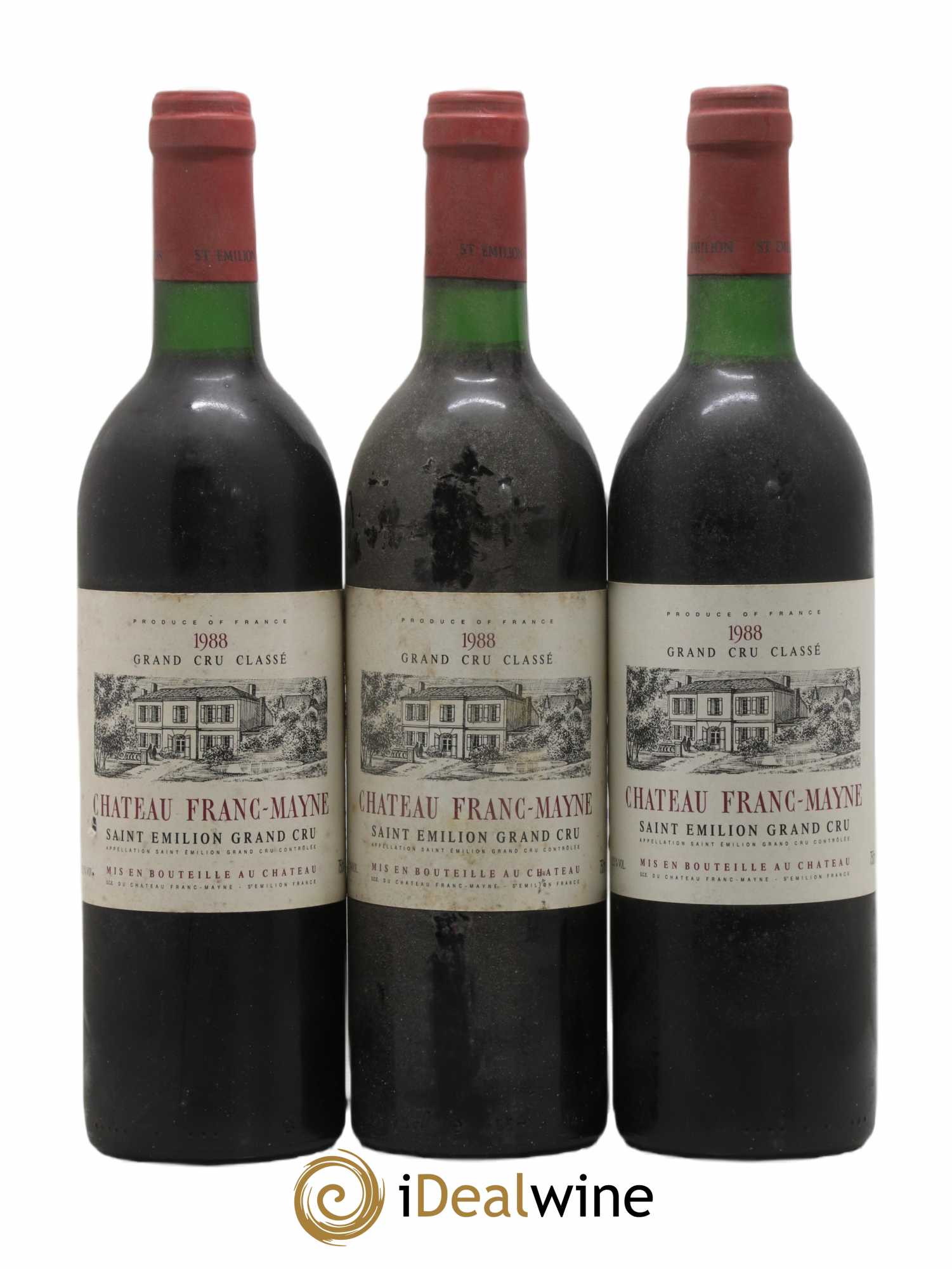 Château Franc Mayne Grand Cru Classé 1988 - Lot de 3 bouteilles - 0