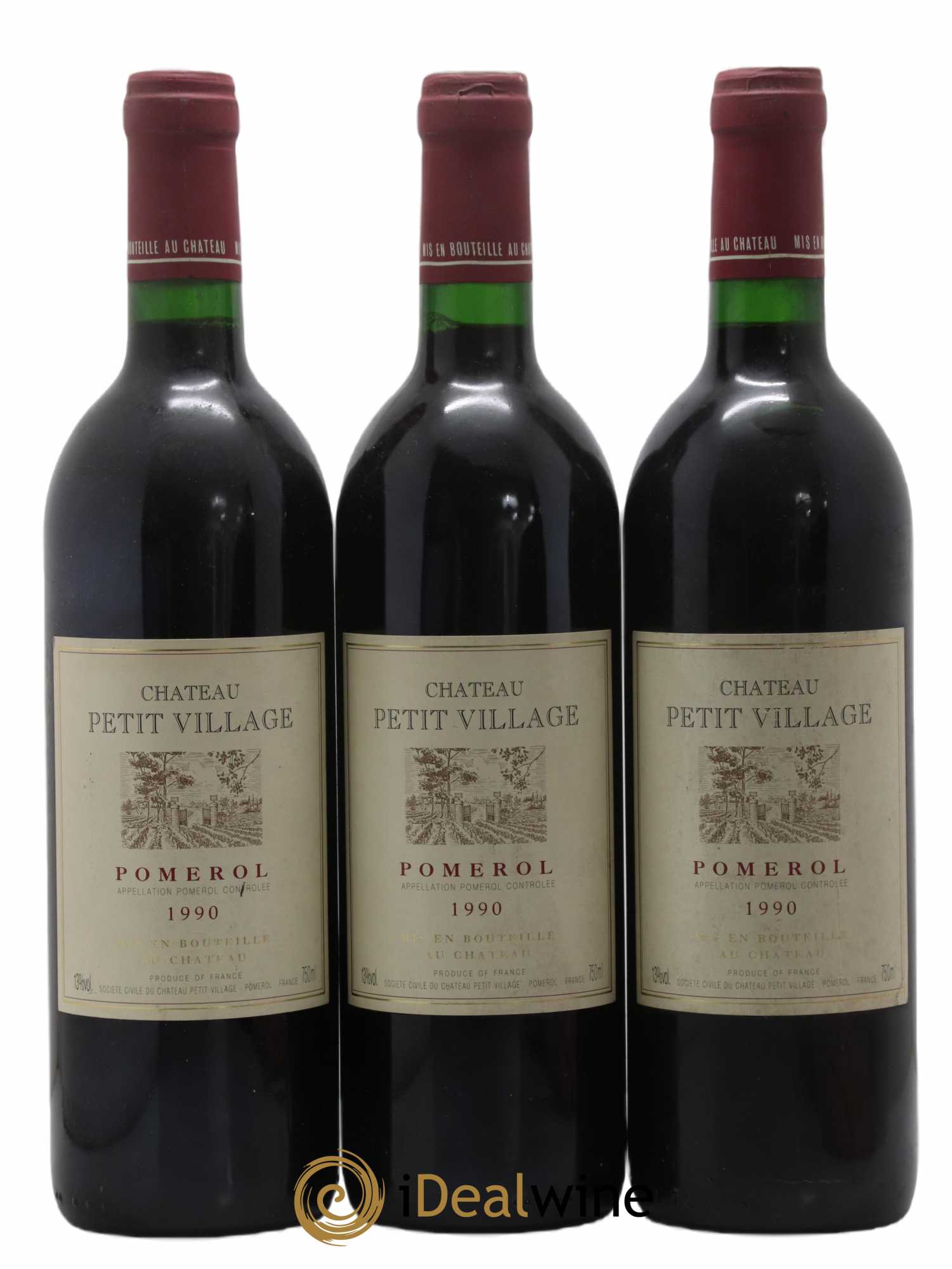 Château Petit Village 1990 - Lot de 3 bouteilles - 0