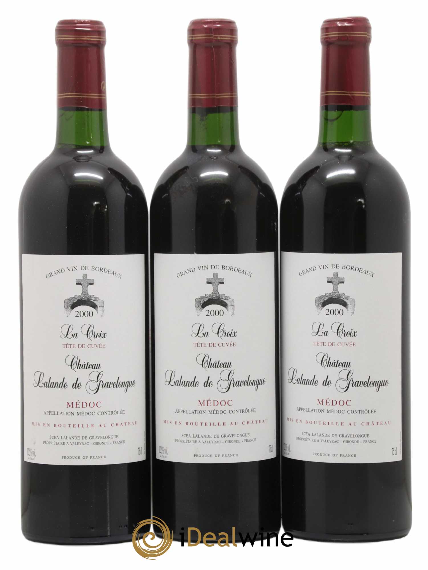 Bordeaux Lalande de Gravelongue Tête de Cuvée La Croix (sans prix de réserve) 2000 - Posten von 3 Flaschen - 0