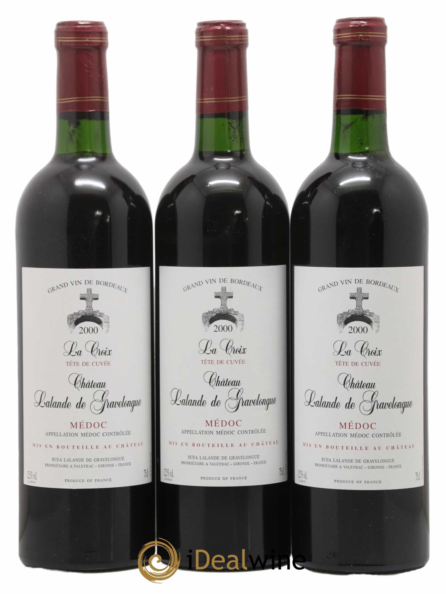 Bordeaux Lalande de Gravelongue Tête de Cuvée La Croix (sans prix de réserve) 2000 - Posten von 3 Flaschen - 0