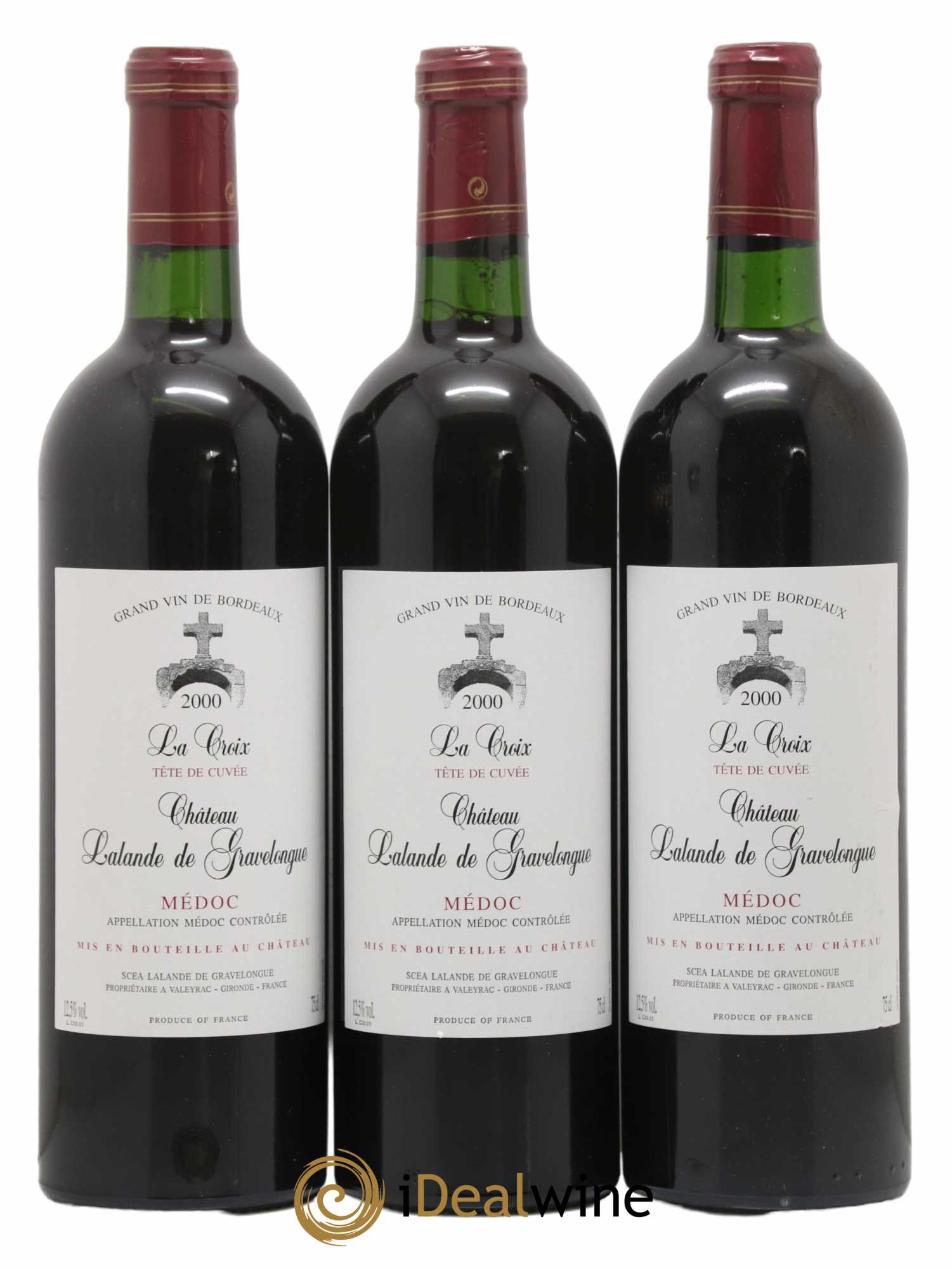 Bordeaux Lalande de Gravelongue Tête de Cuvée La Croix (sans prix de réserve) 2000 - Posten von 3 Flaschen - 0