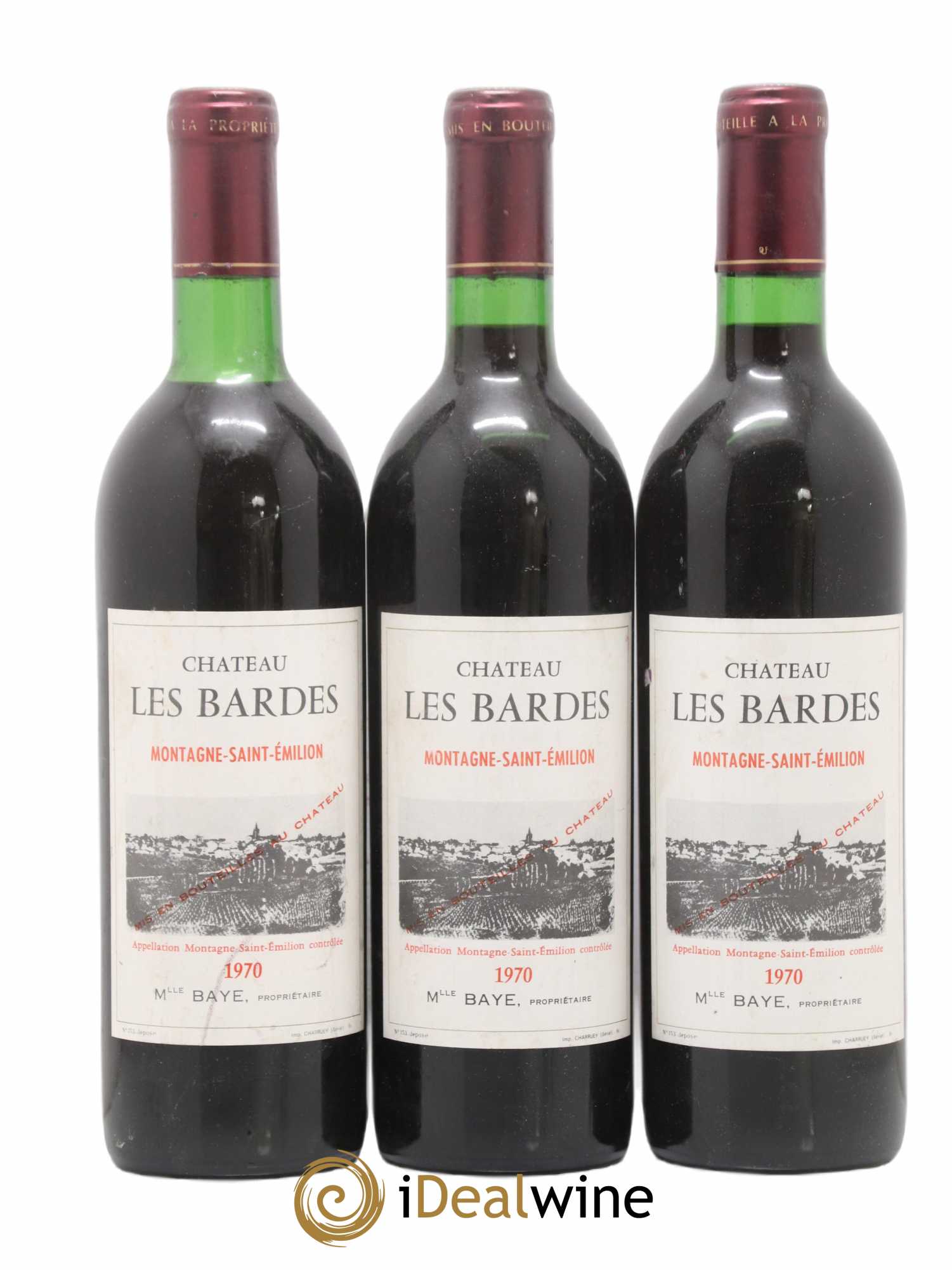 Montagne Saint-Émilion Château les Bardes 1970 - Posten von 3 Flaschen - 0