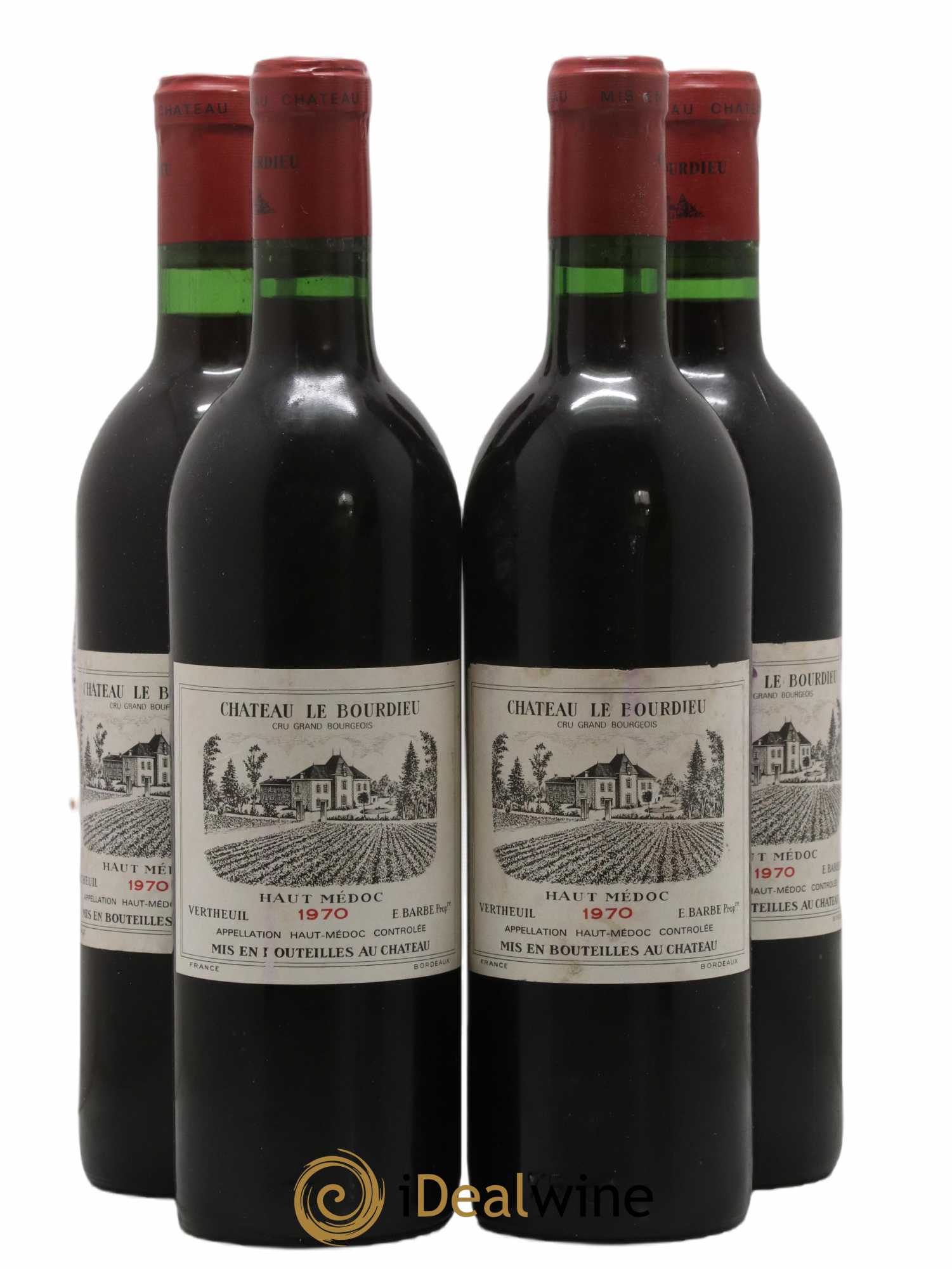 Château le Bourdieu Cru Bourgeois 1970 - Lot de 4 bouteilles - 0