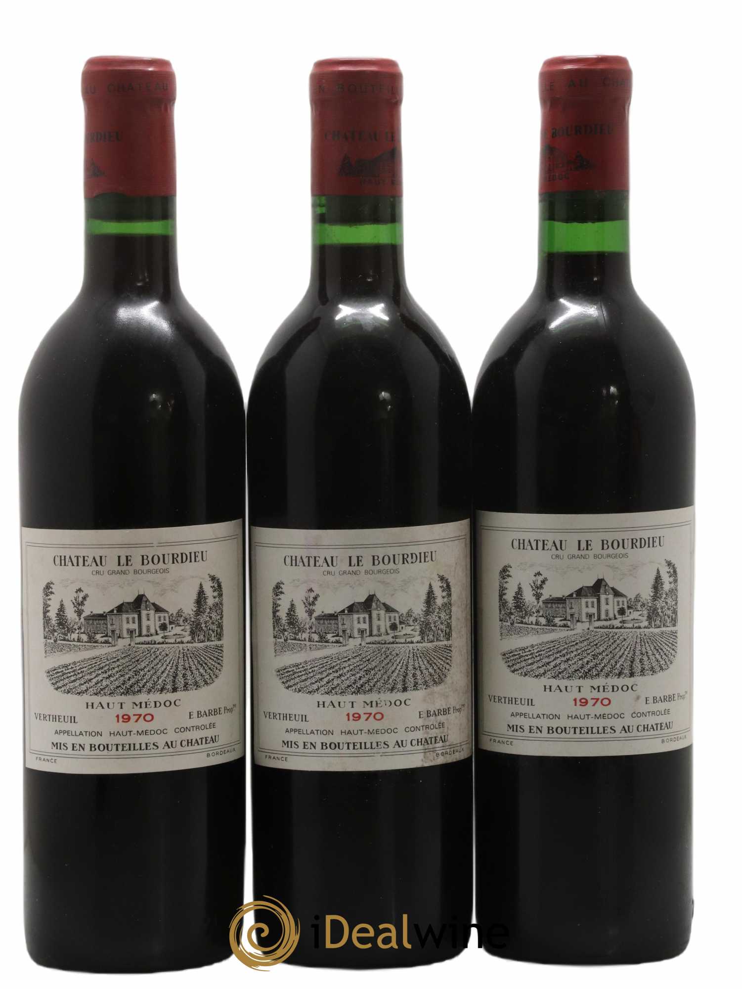 Château le Bourdieu Cru Bourgeois 1970 - Lot de 3 bouteilles - 0