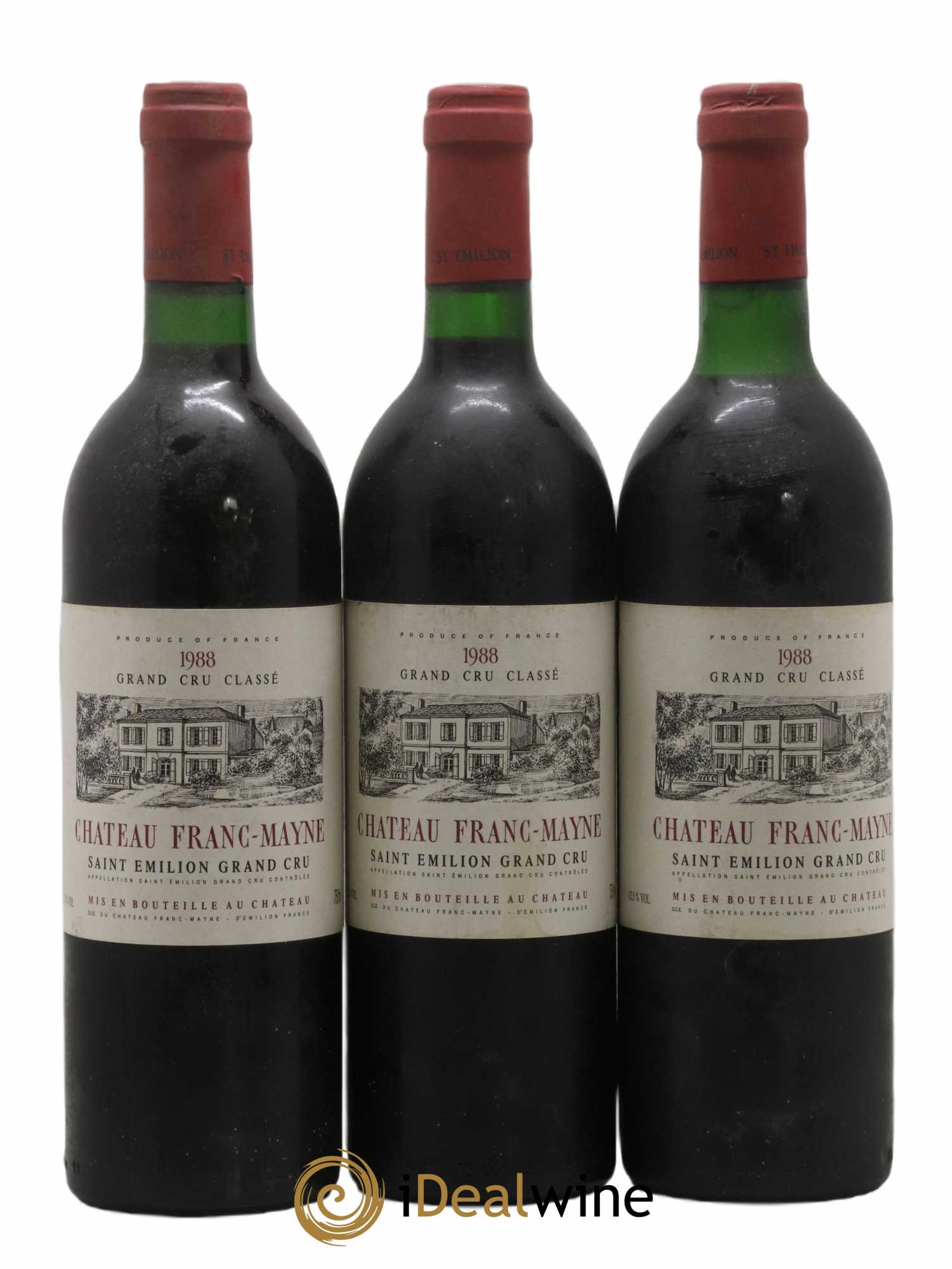 Château Franc Mayne Grand Cru Classé 1988 - Lot de 3 bouteilles - 0