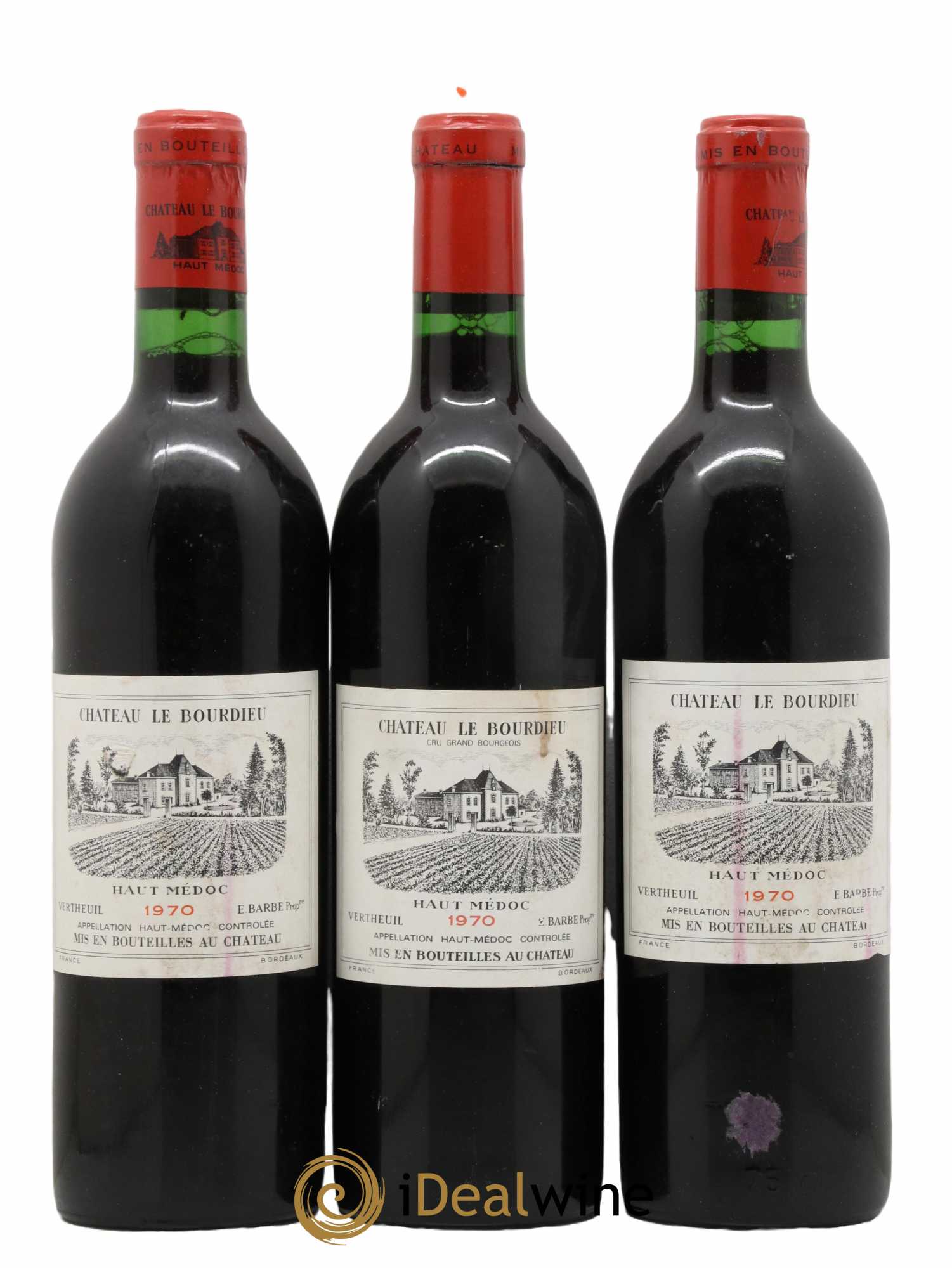 Château le Bourdieu Cru Bourgeois 1970 - Lot de 3 bouteilles - 0
