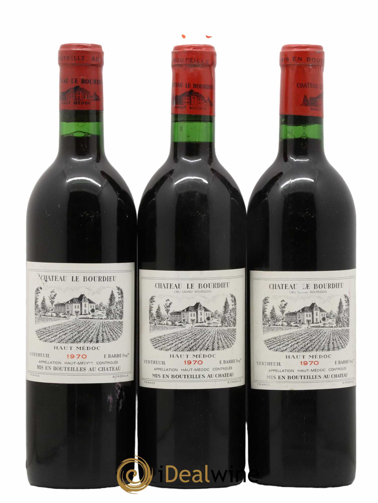 Château le Bourdieu Cru Bourgeois 1970 - Lot de 3 bouteilles - 0