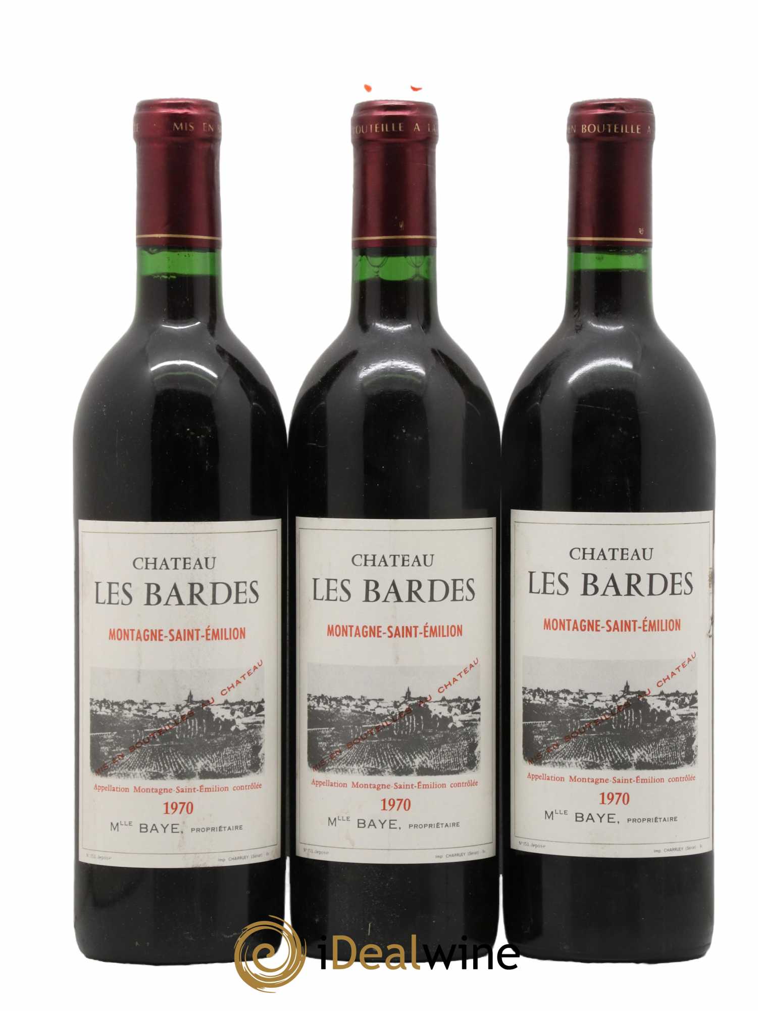 Montagne Saint-Émilion Château Les Bardes 1970 - Lot de 3 bouteilles - 0